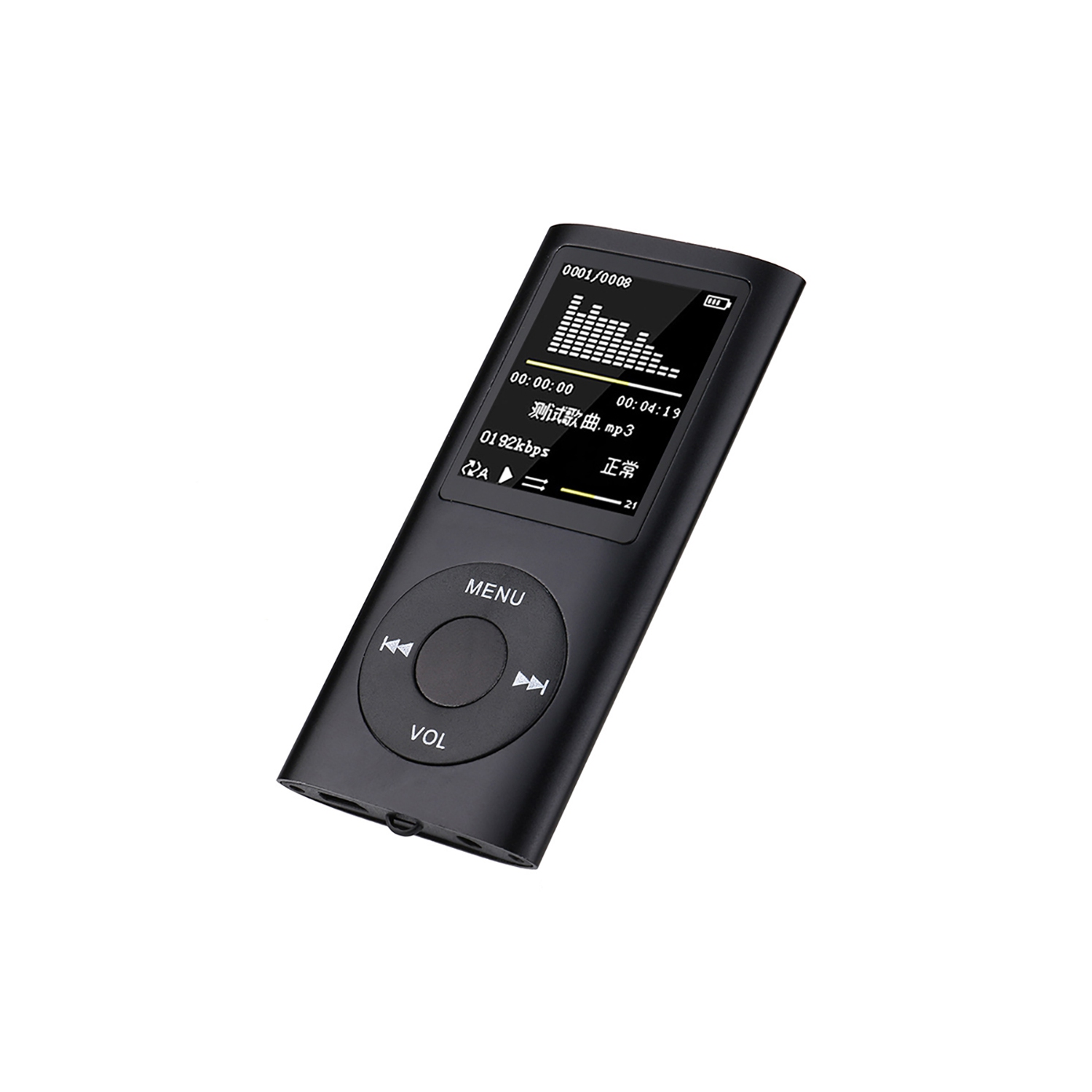 La quatrième génération de carte classique mp4, 1.8&nbsp;po vidéo mp4 haute définition lecteur e-book mp3 étudiant Walkman mp3, noir-8G