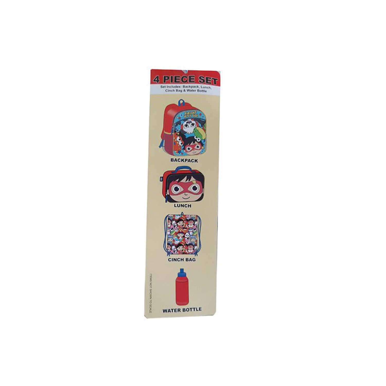 Ryan's World Alright Let's Go! 4 Pc Set 16" Large Child Backpack for All Occasion