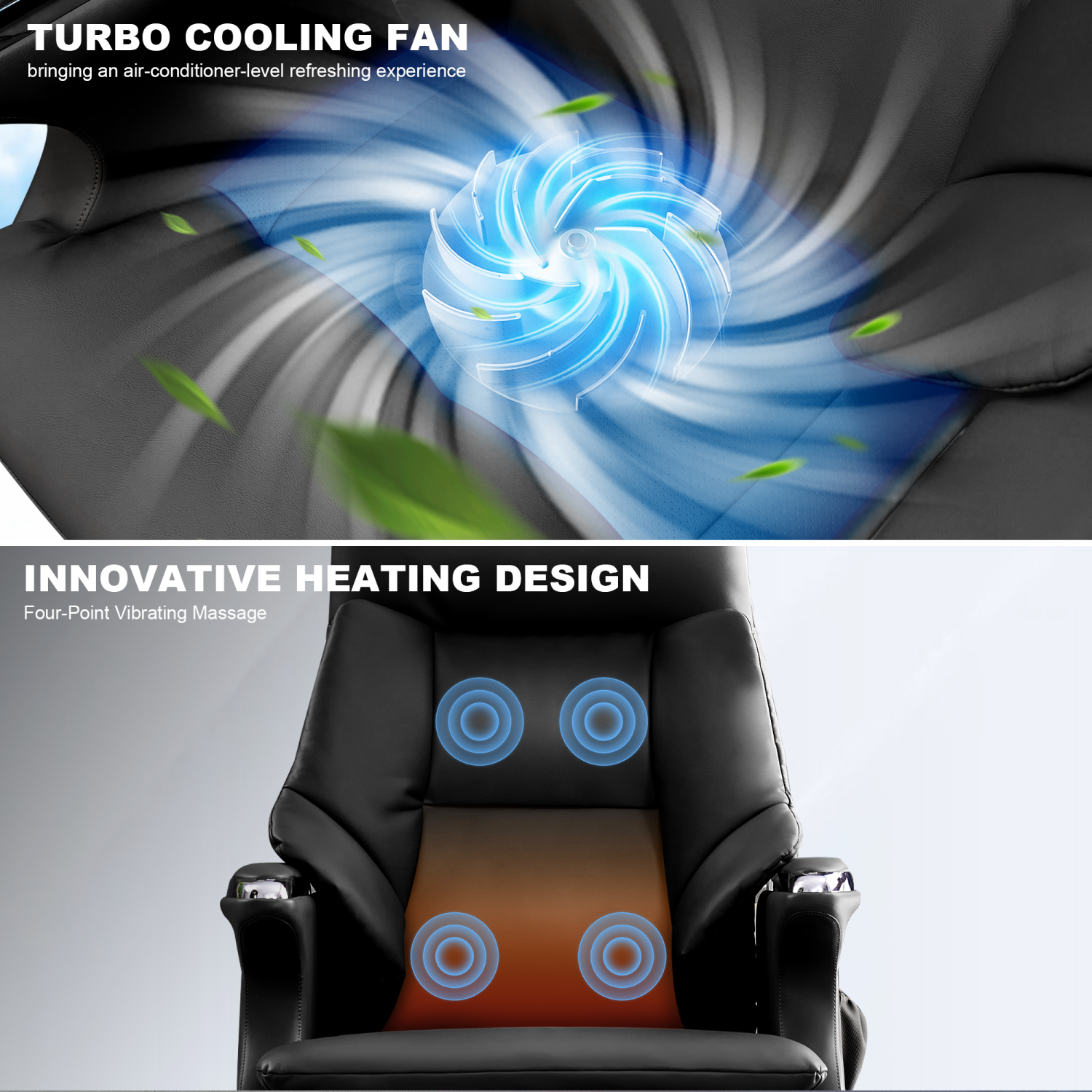 Kinnls Winston Leather Heated Ventilation Classic Luxury Office Chair with Massage, Power Recliner Executive Desk Chair, Adjustable Tilk Angle