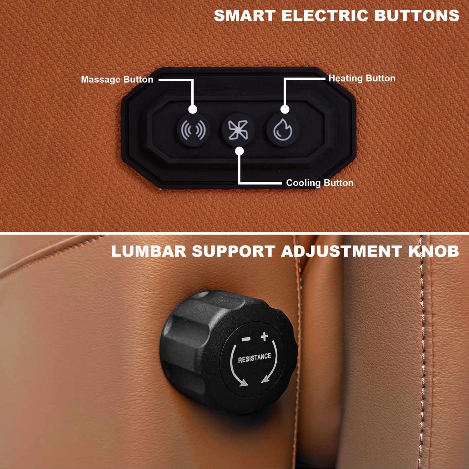 Kinnls Winston – Fauteuil de bureau de luxe chauffant en cuir avec massage, fauteuil de direction inclinable électrique, inclinaison réglable