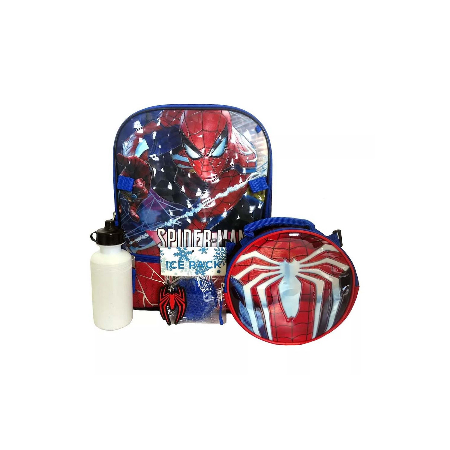 Spiderman 16 inch All Occasion School Backpack for Kids 5 Pcs Backpack Set with Matching Lunch Bag