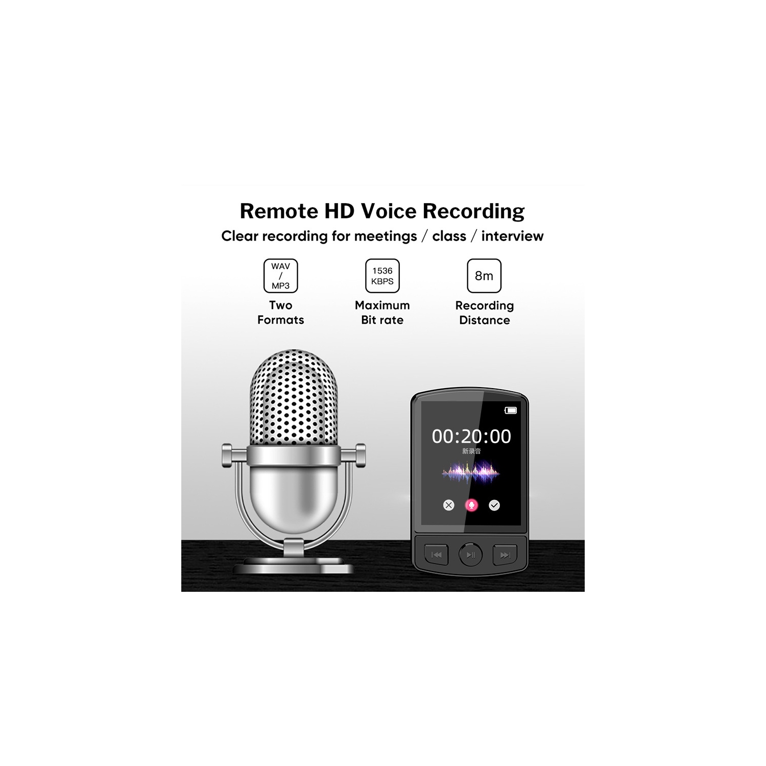 Lecteur MP3/MP4 à pince de 32&nbsp;Go, lecteur de musique Bluetooth portatif avec radio, enregistreur et casque d'écoute