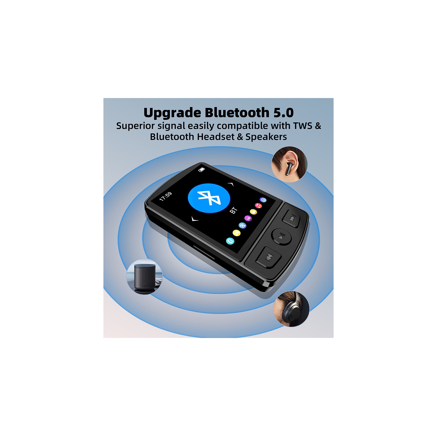 Lecteur MP3/MP4 à pince de 32&nbsp;Go, lecteur de musique Bluetooth portatif avec radio, enregistreur et casque d'écoute