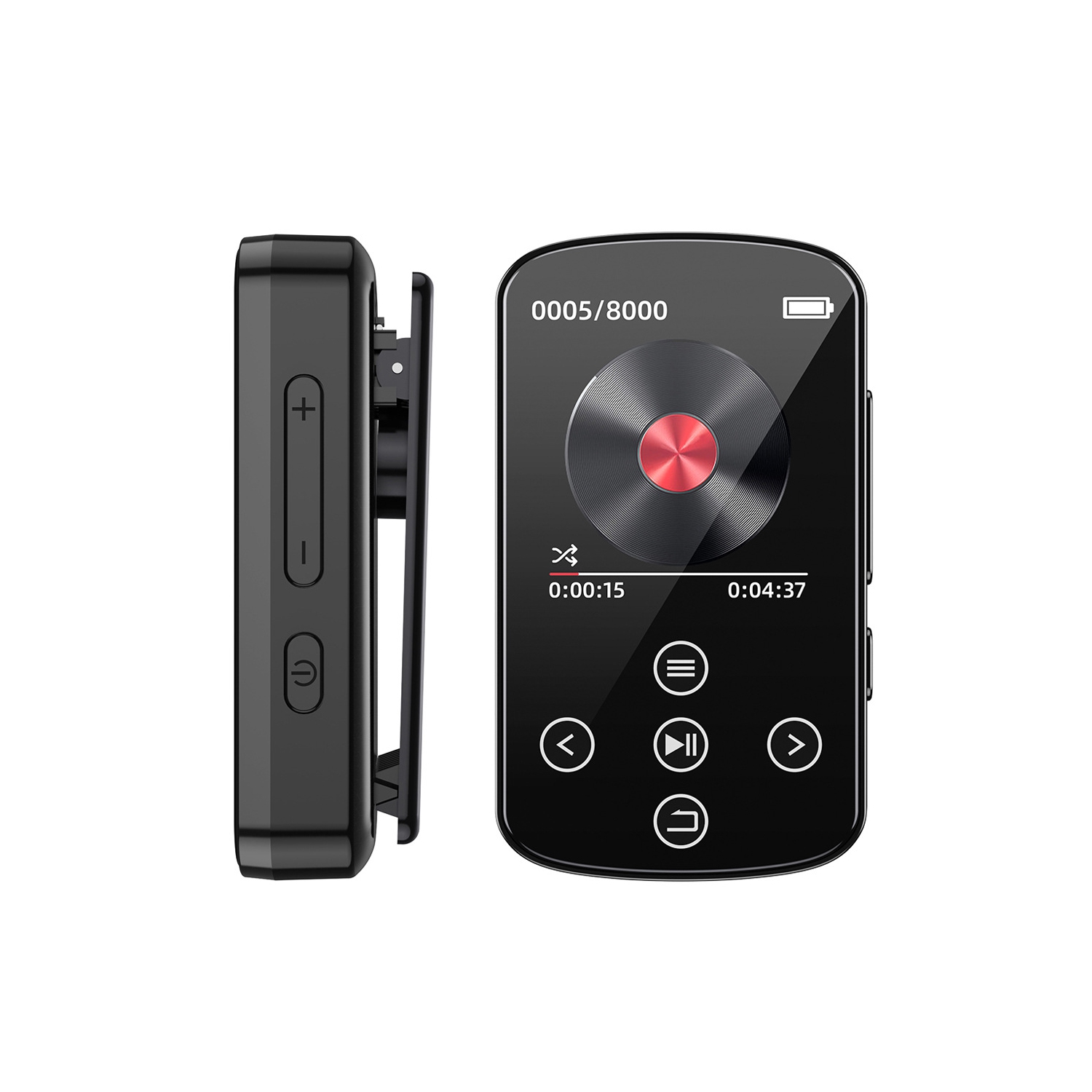 Lecteur MP3 portatif Bluetooth de 128&nbsp;Go avec pince, lecteur de musique et enregistreur à écran tactile, prend en charge la carte TF