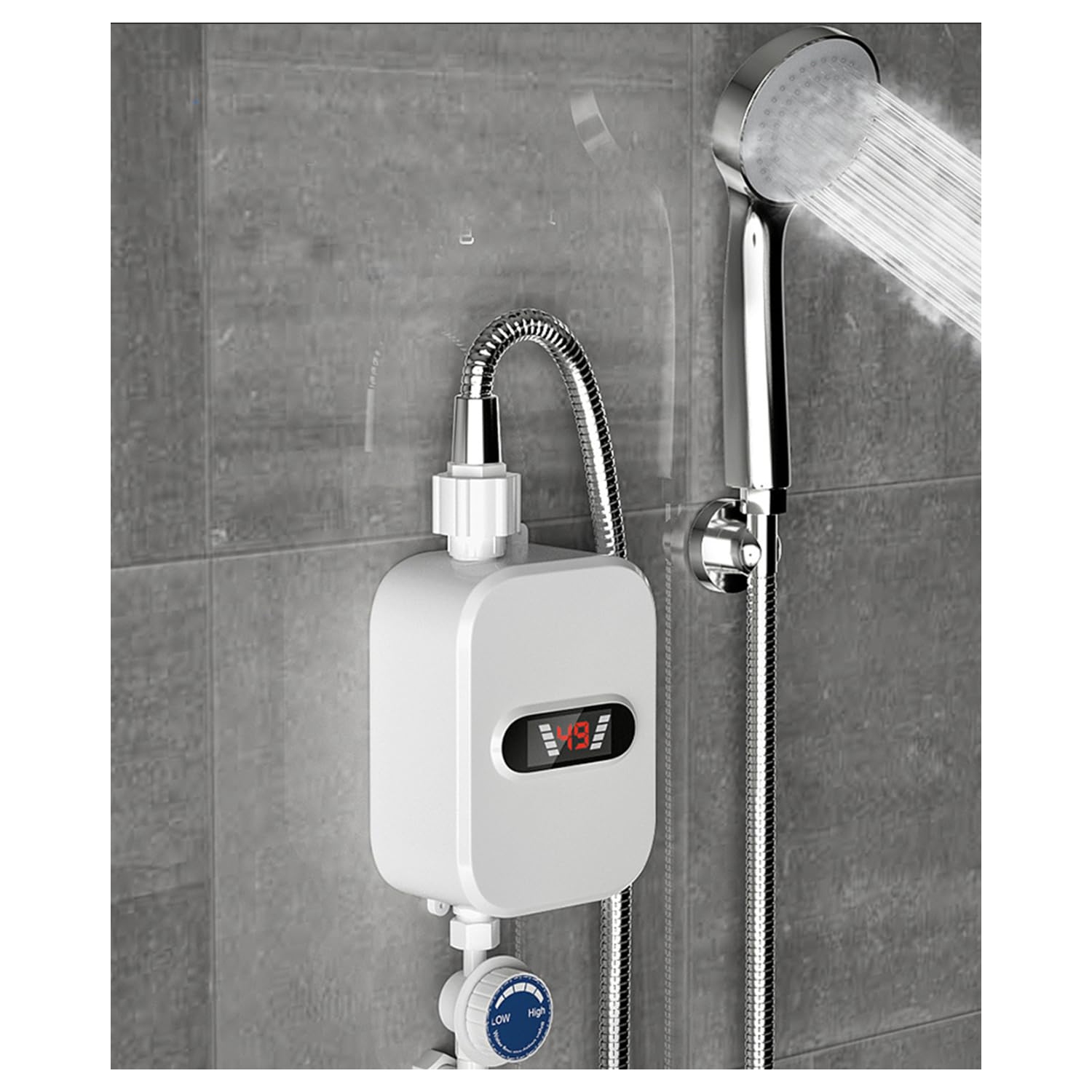 Tankless Electric Water Heater, 3000W Instant Mini Shower Heater with LCD Display, Portable for Home Use