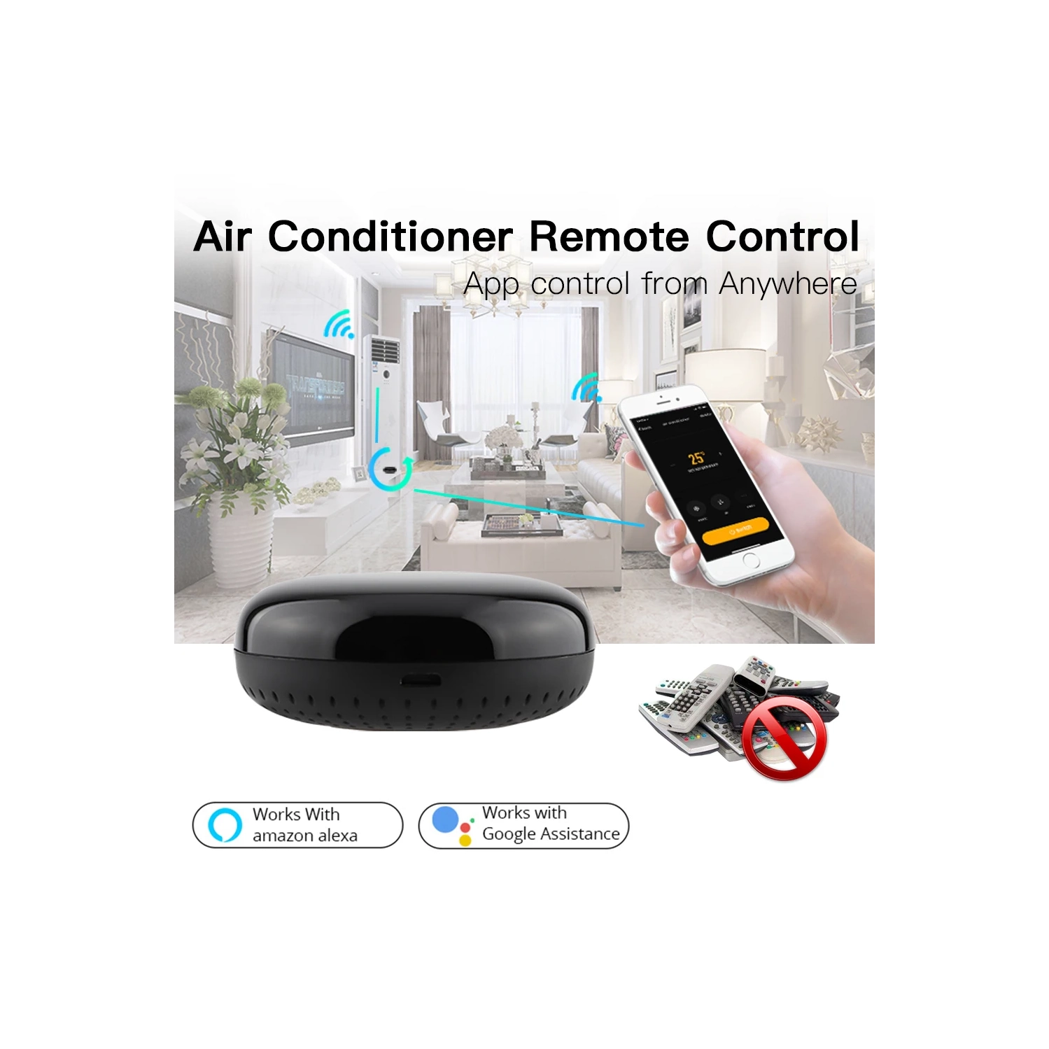 Wifi Tuya smart home infrared remote control, new round infrared controller alexa voice control