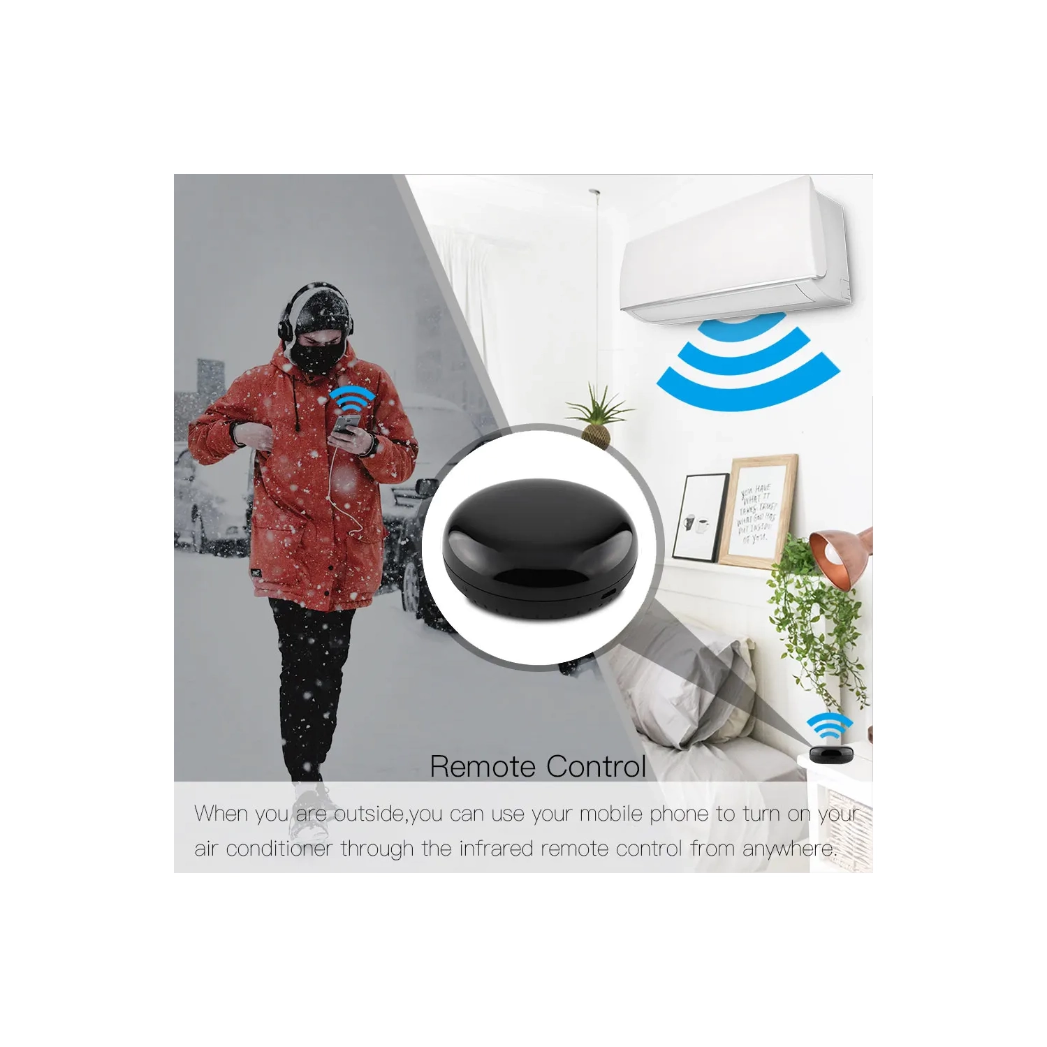 Wifi Tuya smart home infrared remote control, new round infrared controller alexa voice control