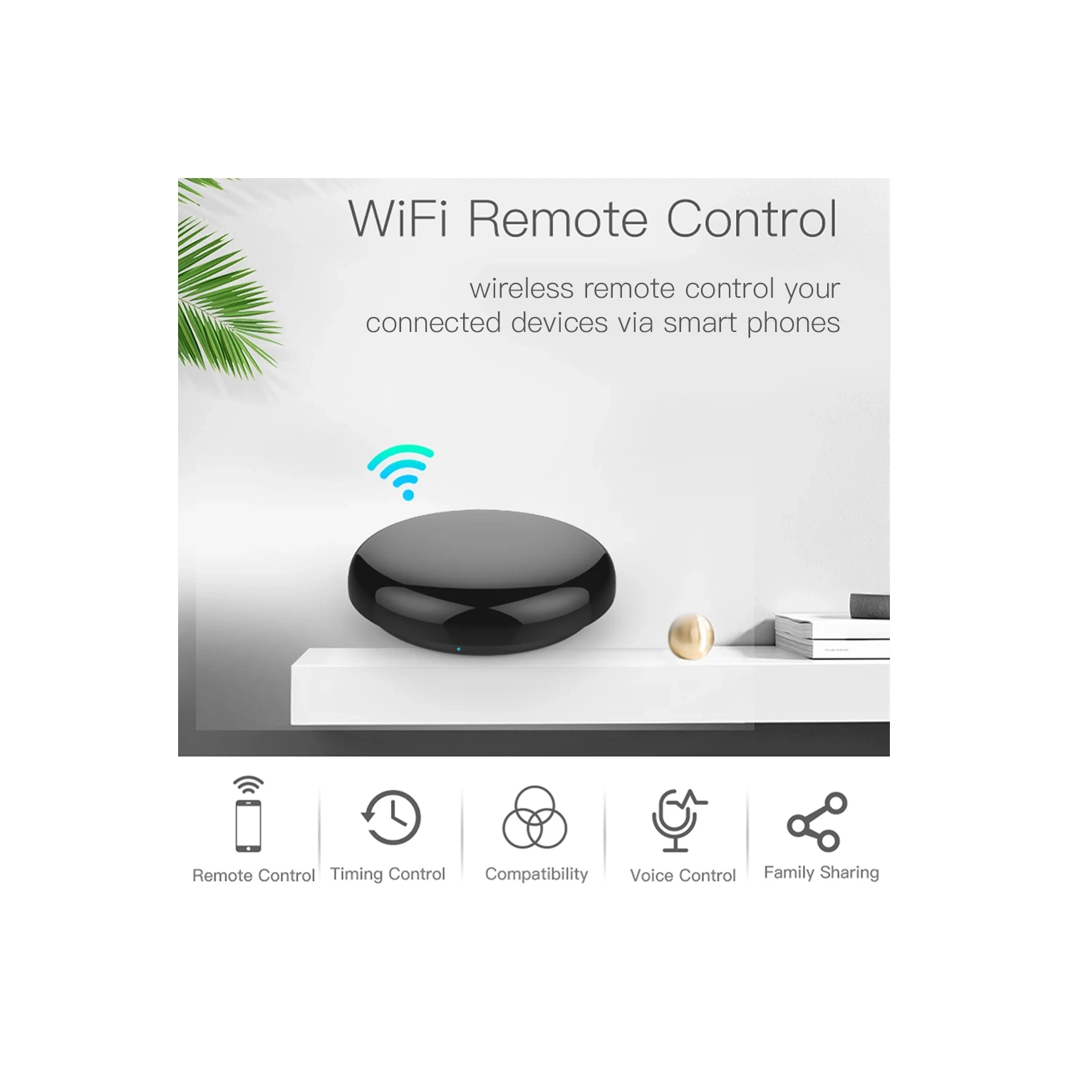 Wifi Tuya smart home infrared remote control, new round infrared controller alexa voice control