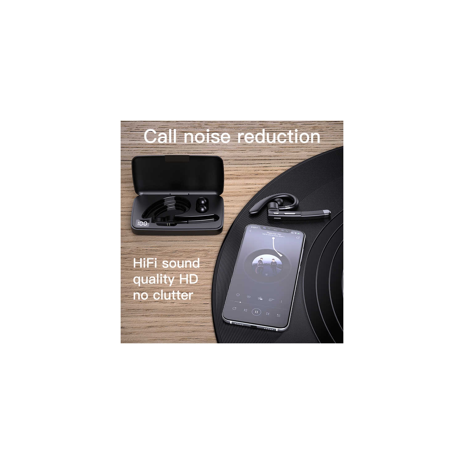 Single-ear wireless Bluetooth headset, noise reduction, ear-hook style, durable, in-car business sports headset,YYK-520-1 Second generation English