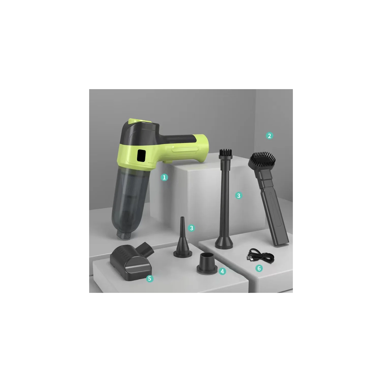 Wireless Charging Vacuum Cleaner Portable Handheld Household Car Use Strong Suction High Power Vacuum Cleaner Small Mini Cordless, Green Vacuum