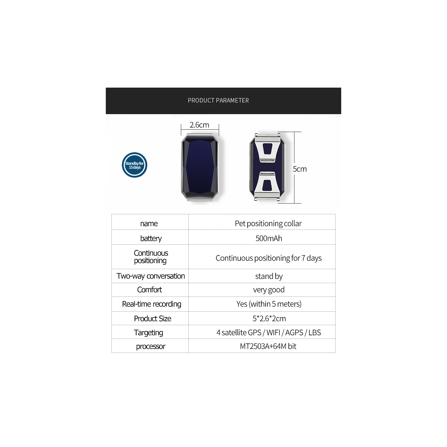 Pet Locator GPS Tracker Cat and Dog Anti-lost Tracking Collar Waterproof Beidou Hound Monitor Removable Anti-lost Collar GPS Tracker, Fully