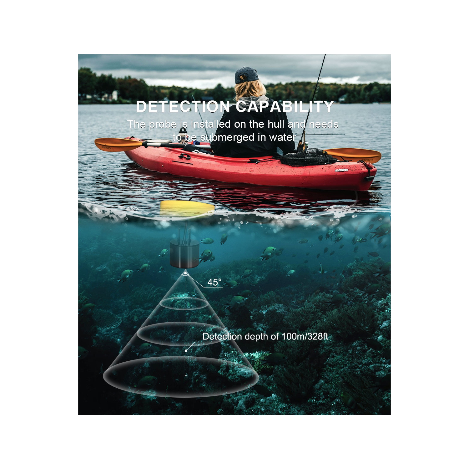 Détecteur de sonar câblé échosondeur pour la pêche, échosondeur portatif, écran LCD pour la pêche - 200 kHz
