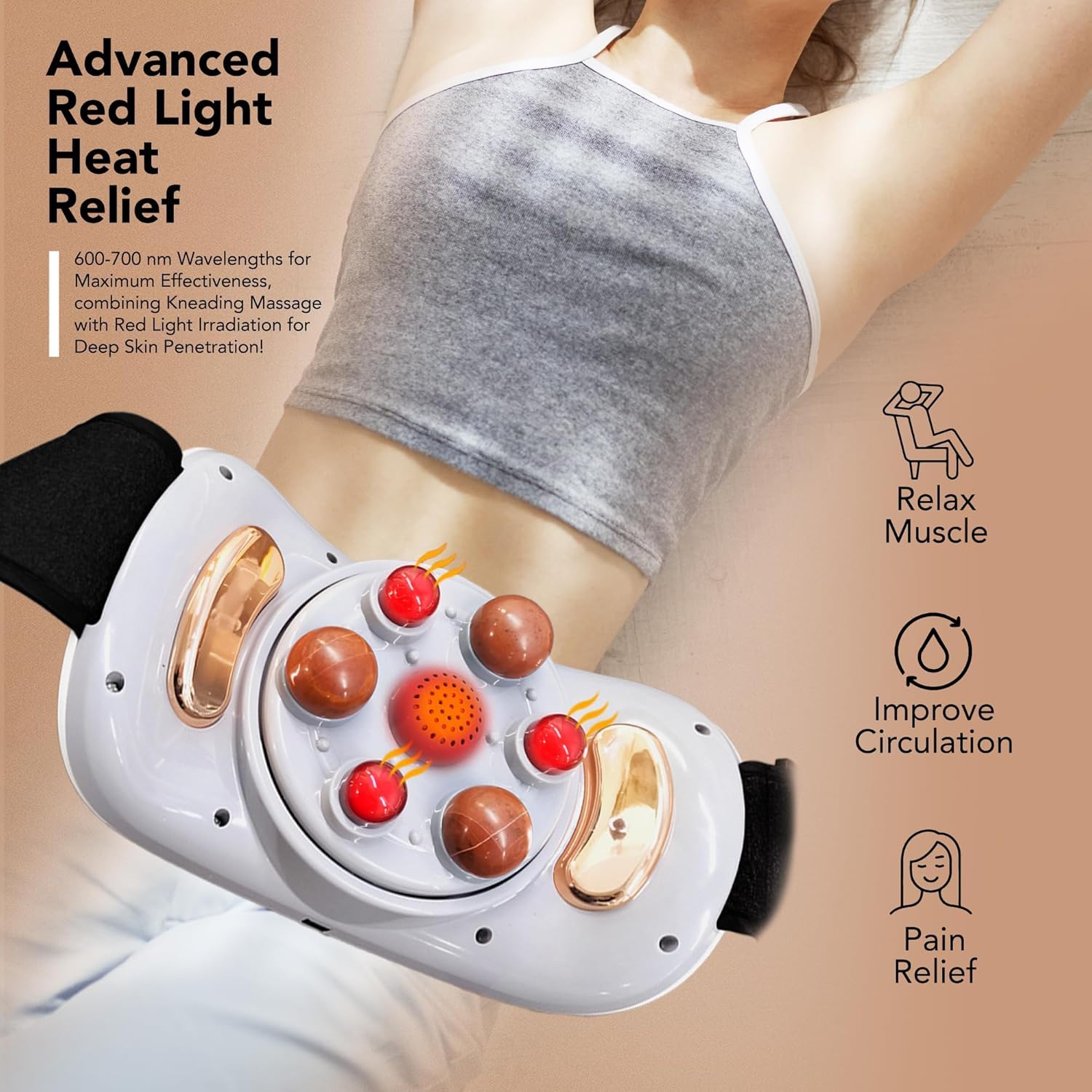 Abdominal Massager,Electric Stomach Tummy Anti Cellulite Remover Machine for Belly,Bian Stone Kneading Heat Relief for Period Cramps,Men Women Body