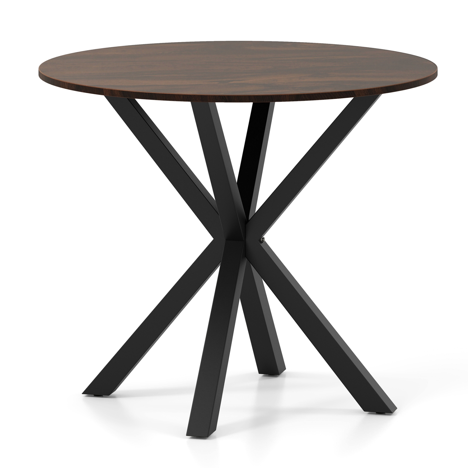 Gymax 36'' Round Farmhouse Dining Table for 4 w/Stable Intersecting Pedestal Base Brown