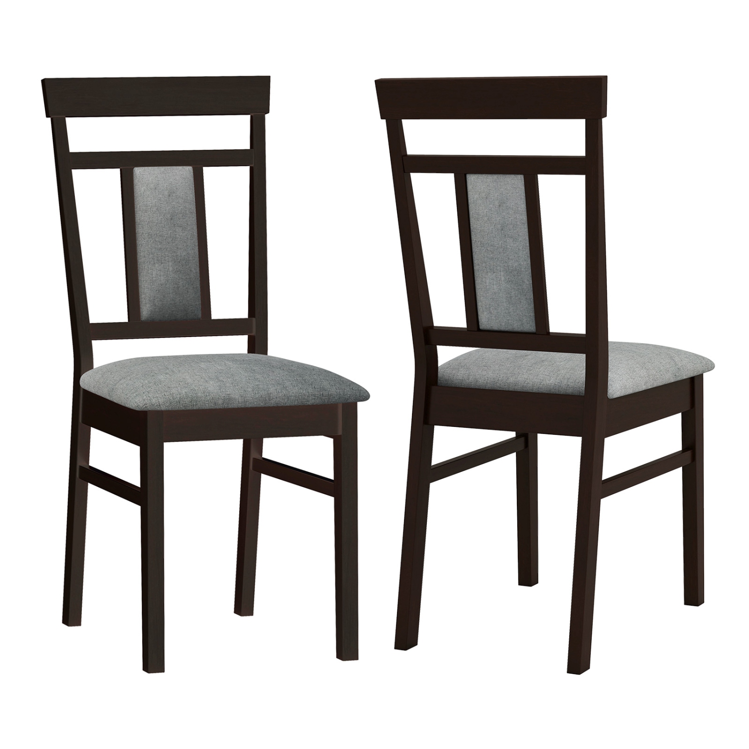 Gymax Modern Home Dining Chair Set of 2 w/Upholstered Seat & Backrest Rubber Wood Legs