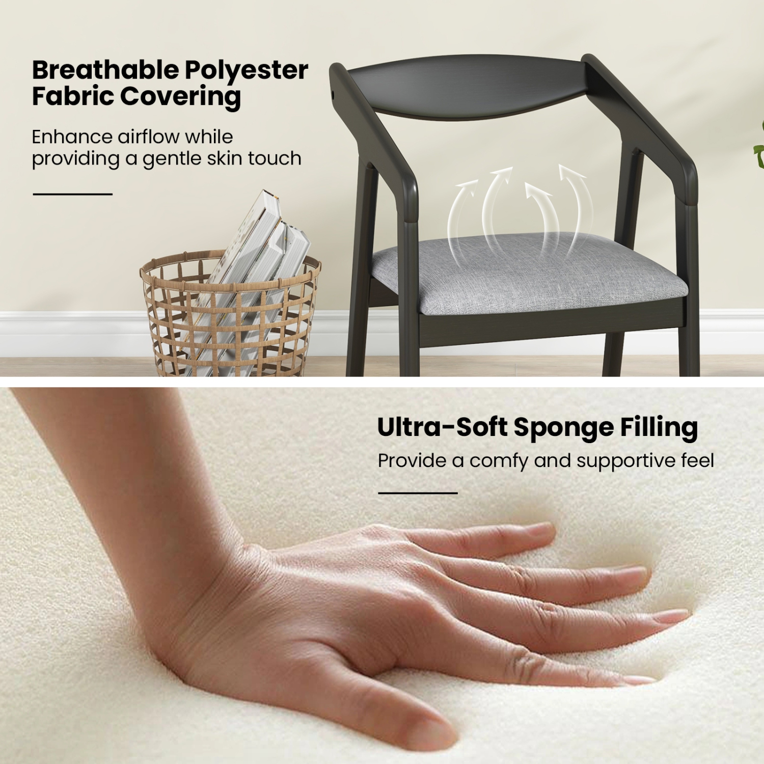 Gymax 4 PCS Wooden Dining Chair w/ Rubber Wood Frame Armrests Padded Cushion