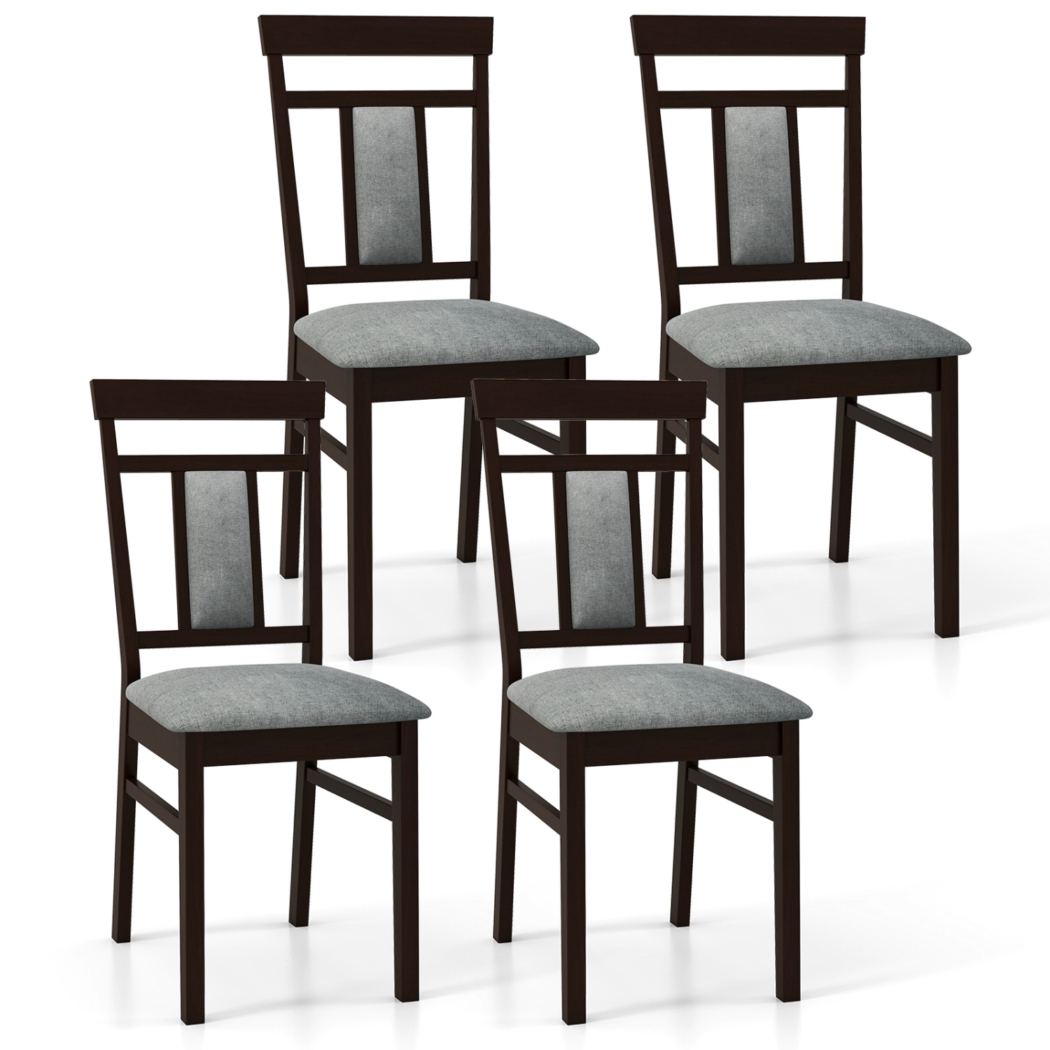 Gymax Modern Home Dining Chair Set of 4 w/Upholstered Seat & Backrest Rubber Wood Legs