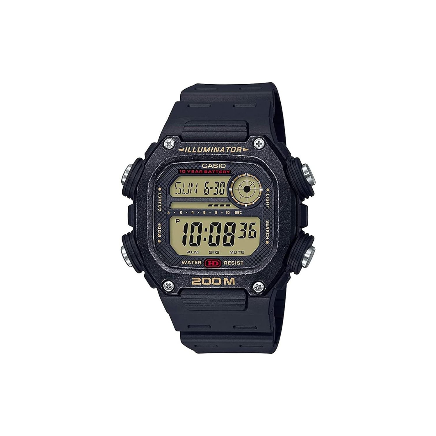 Casio – Montre à pile quartz 10 ans avec bracelet en résine, noir, 27,2