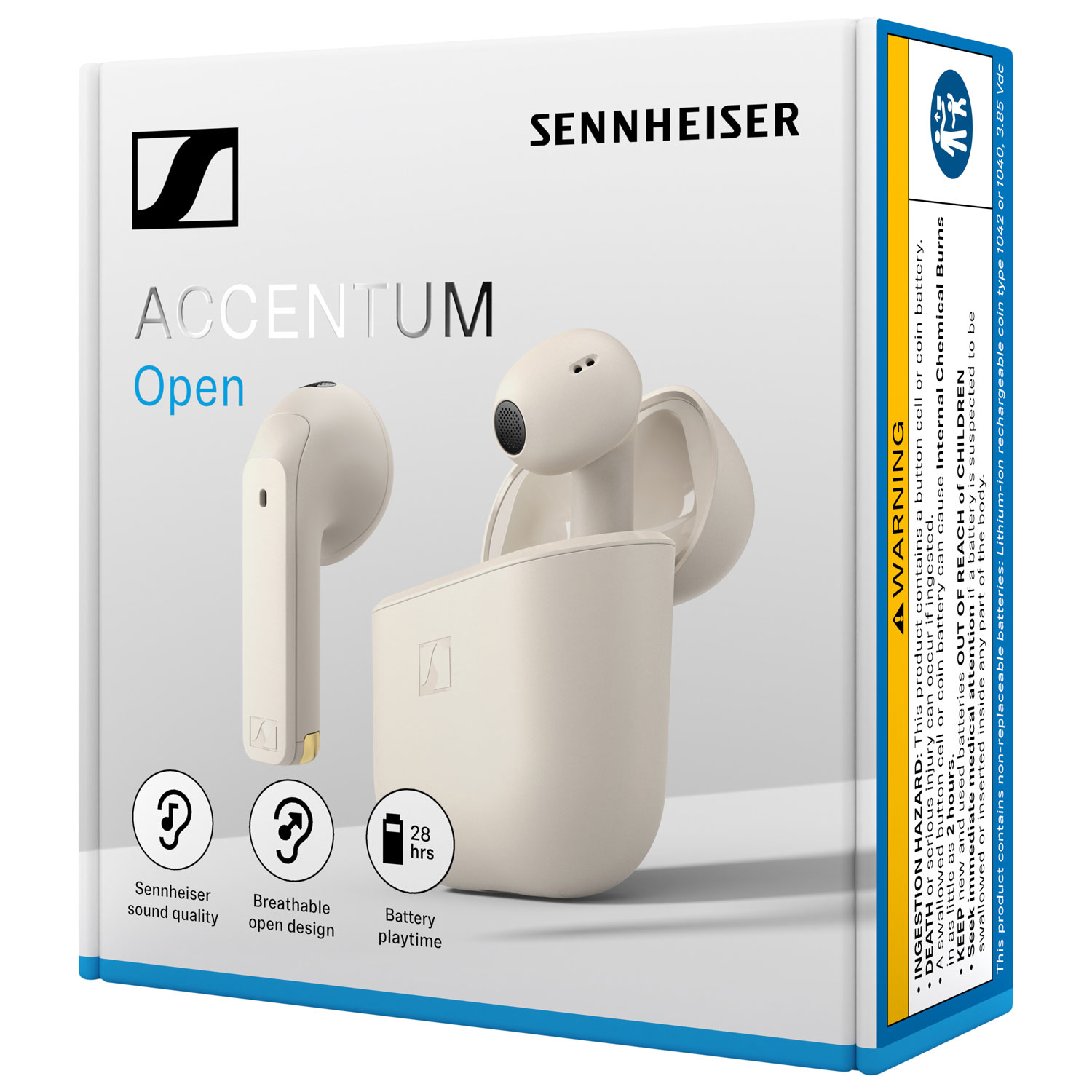 Écouteurs boutons 100 % sans fil ACCENTUM Open de Sennheiser - Crème