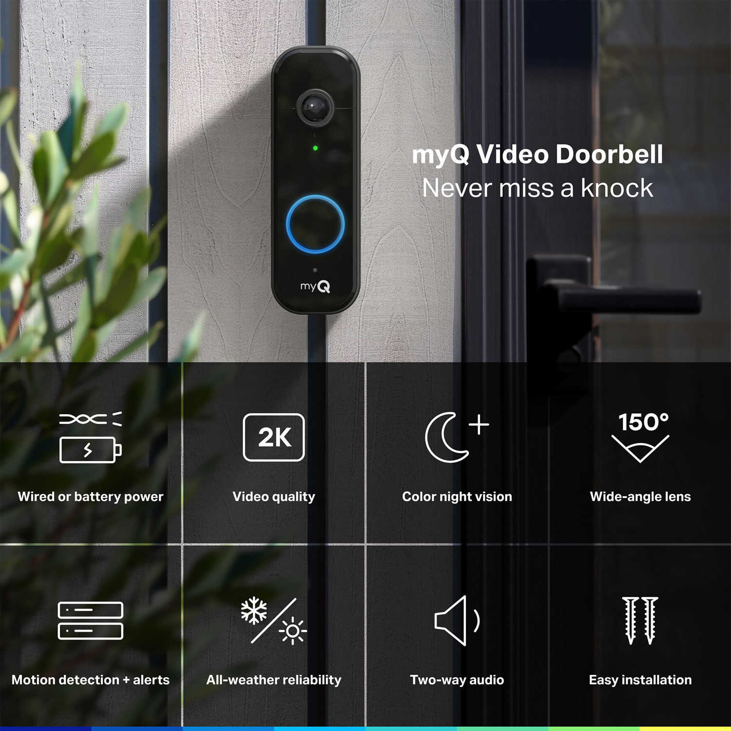 Chamberlain myQ Wi-Fi Video Doorbell - Black