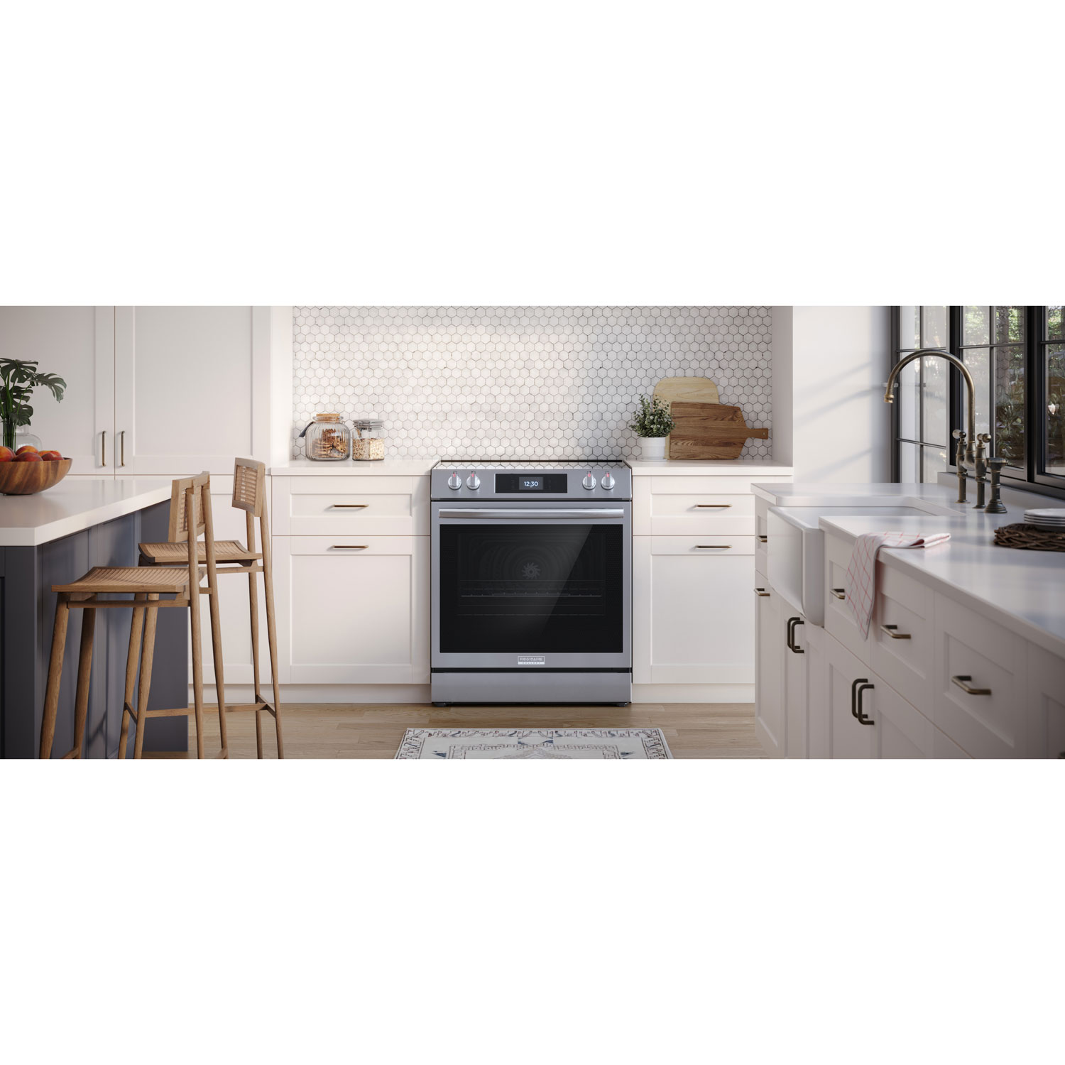 Frigidaire Gallery 30" 6.2 Cu. Ft. 5-Element Electric Air Fry Range with Stone-Baked Pizza - Stainless