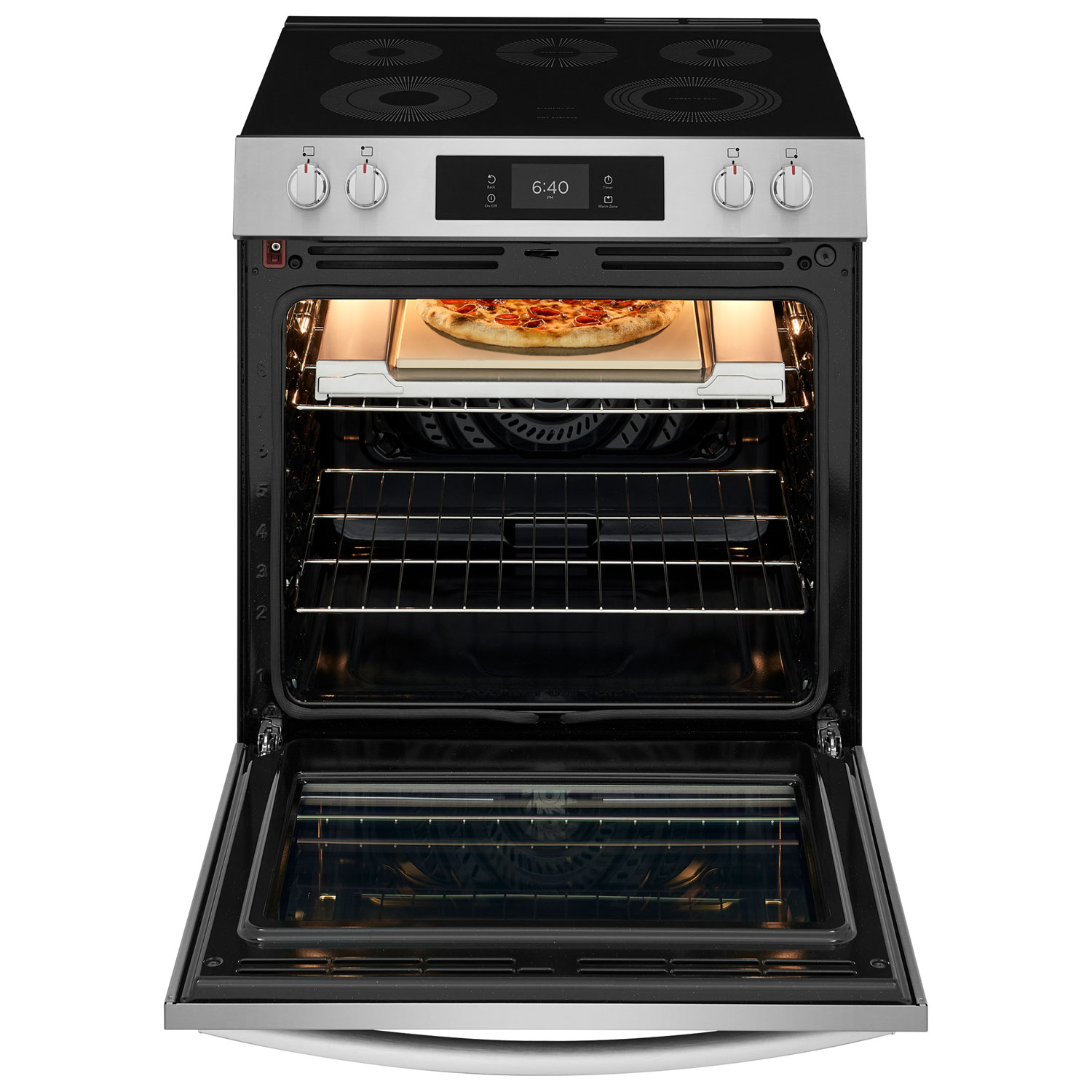 Frigidaire Gallery 30" 6.2 Cu. Ft. 5-Element Electric Air Fry Range with Stone-Baked Pizza - Stainless