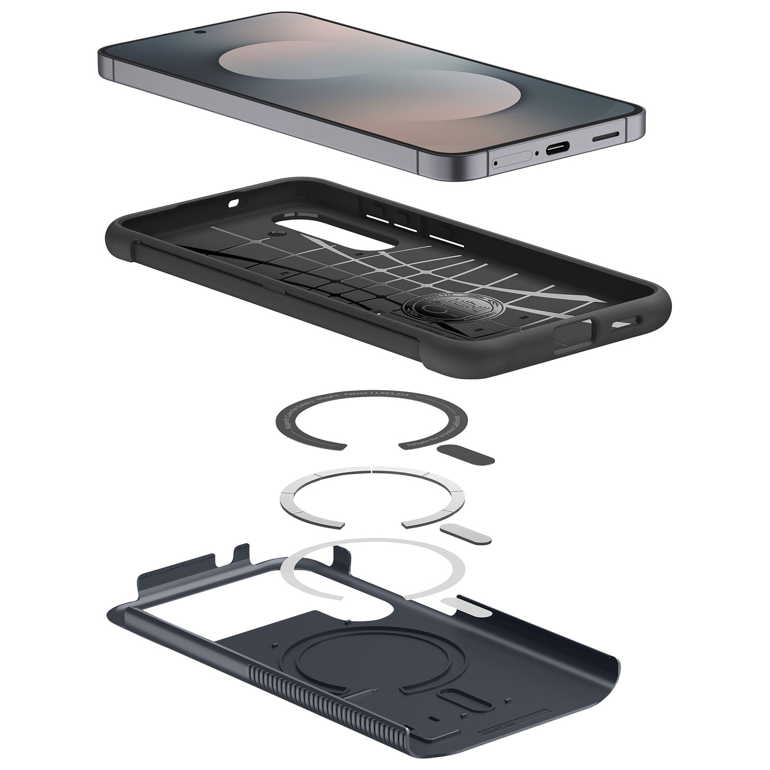 Étui rigide ajusté Slim Armor MagFit de Spigen pour Galaxy S25 FE - Ardoise métallique