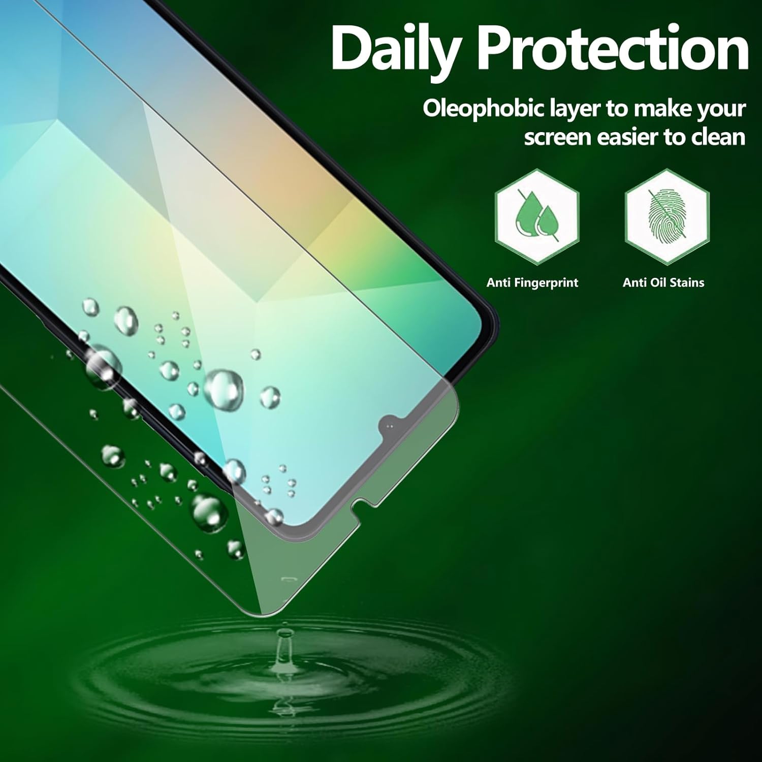 Verre trempé pour Galaxy A06 de Samsung Protecteur d'écran HD 9H antirayure, sans bulles, protecteur d'écran tactile précis [paquet de 2]