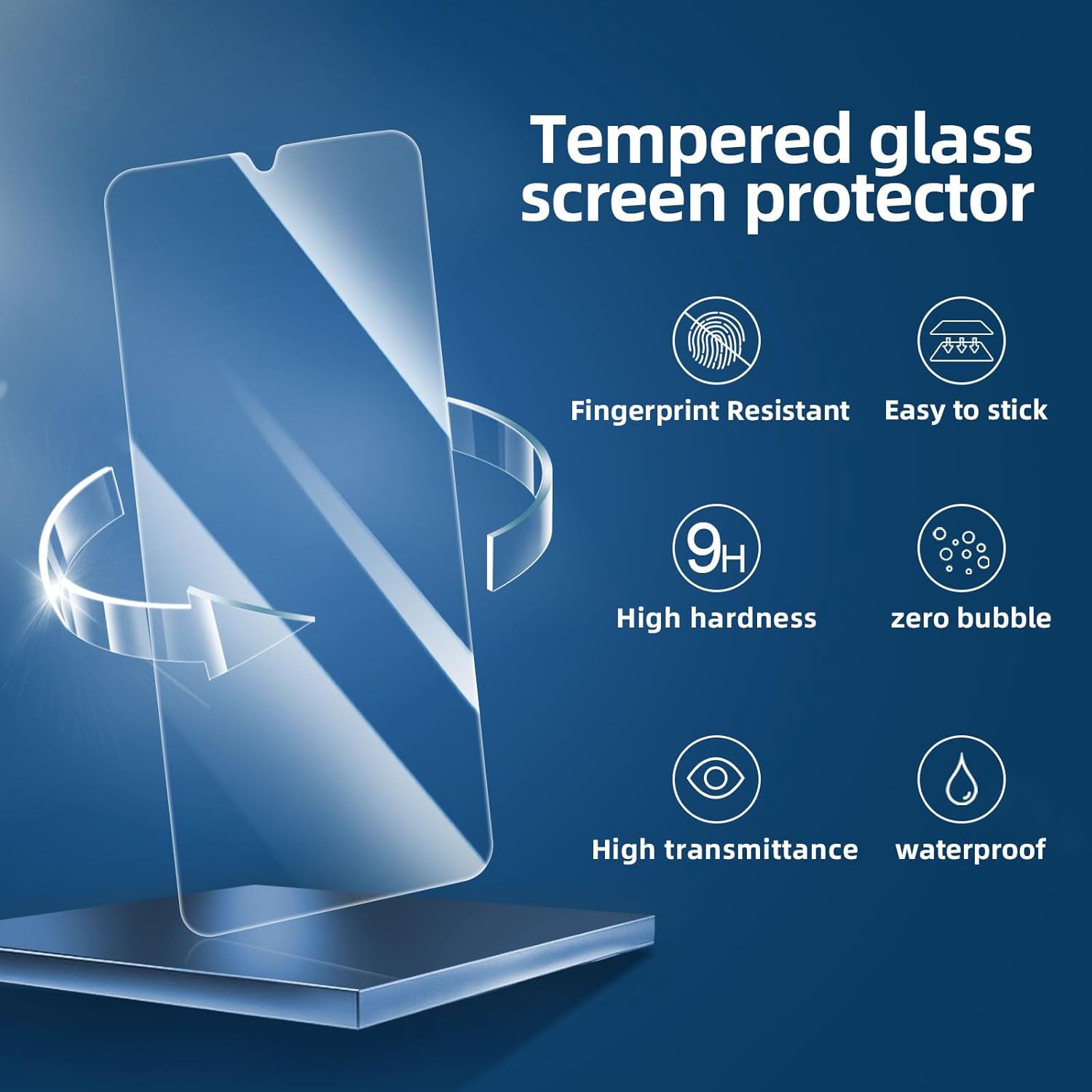 Verre trempé pour Galaxy A05 de Samsung Protecteur d'écran HD 9H antirayure, sans bulles, protecteur d'écran tactile précis [paquet de 2]
