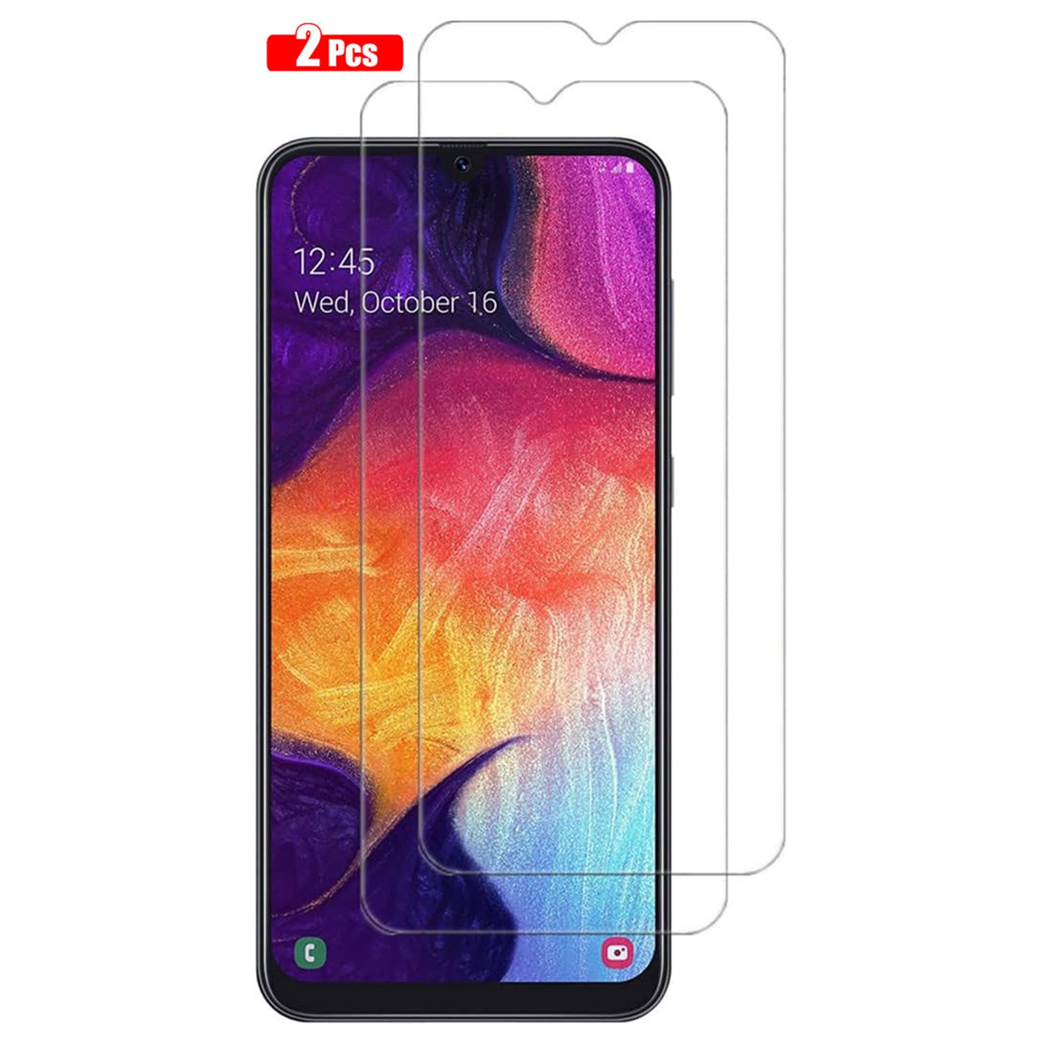 Verre trempé pour Galaxy A50 de Samsung Protecteur d'écran HD 9H antirayure, sans bulles, protecteur d'écran tactile précis [paquet de 2]