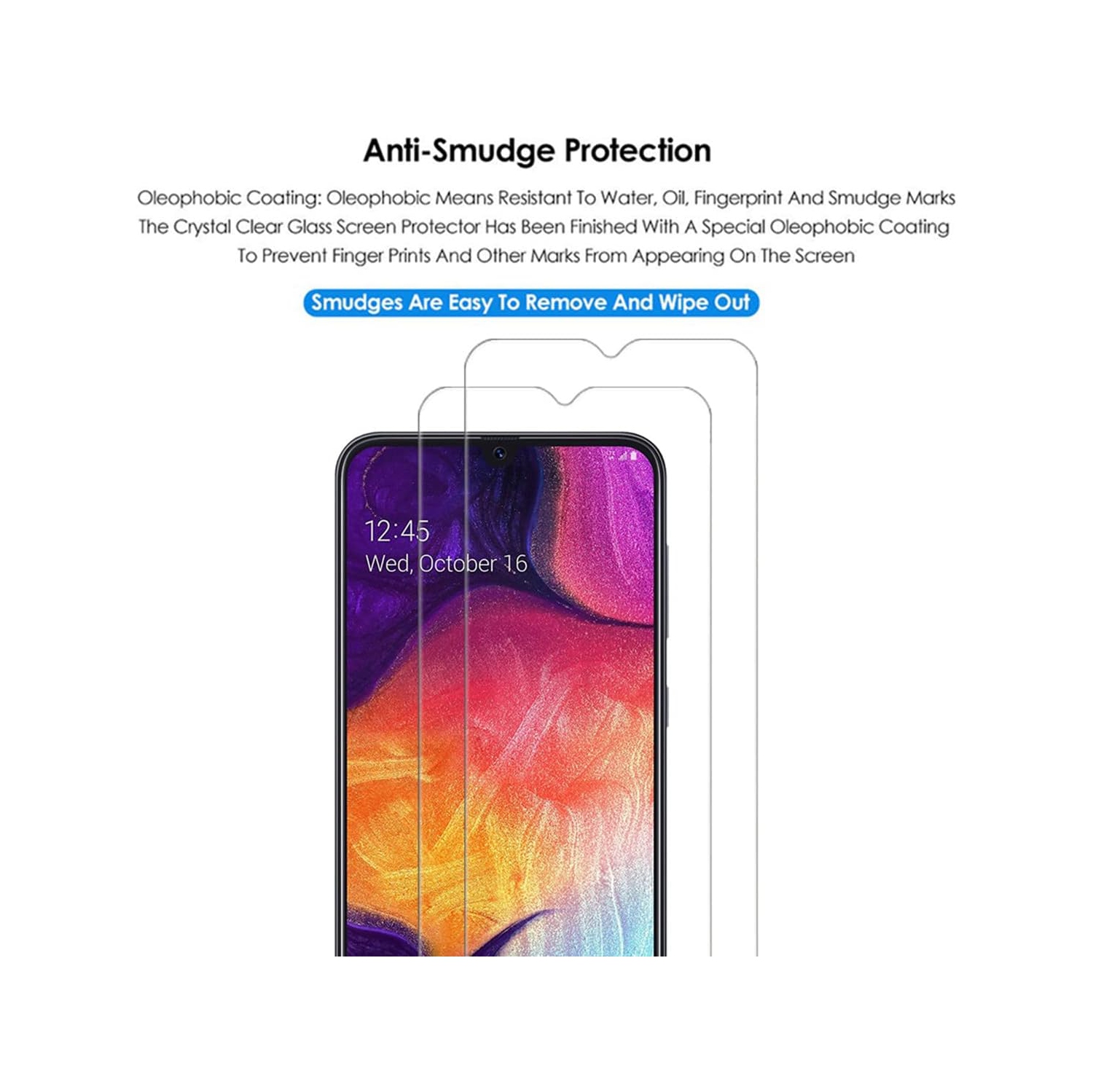 Verre trempé pour Galaxy A50 de Samsung Protecteur d'écran HD 9H antirayure, sans bulles, protecteur d'écran tactile précis [paquet de 2]