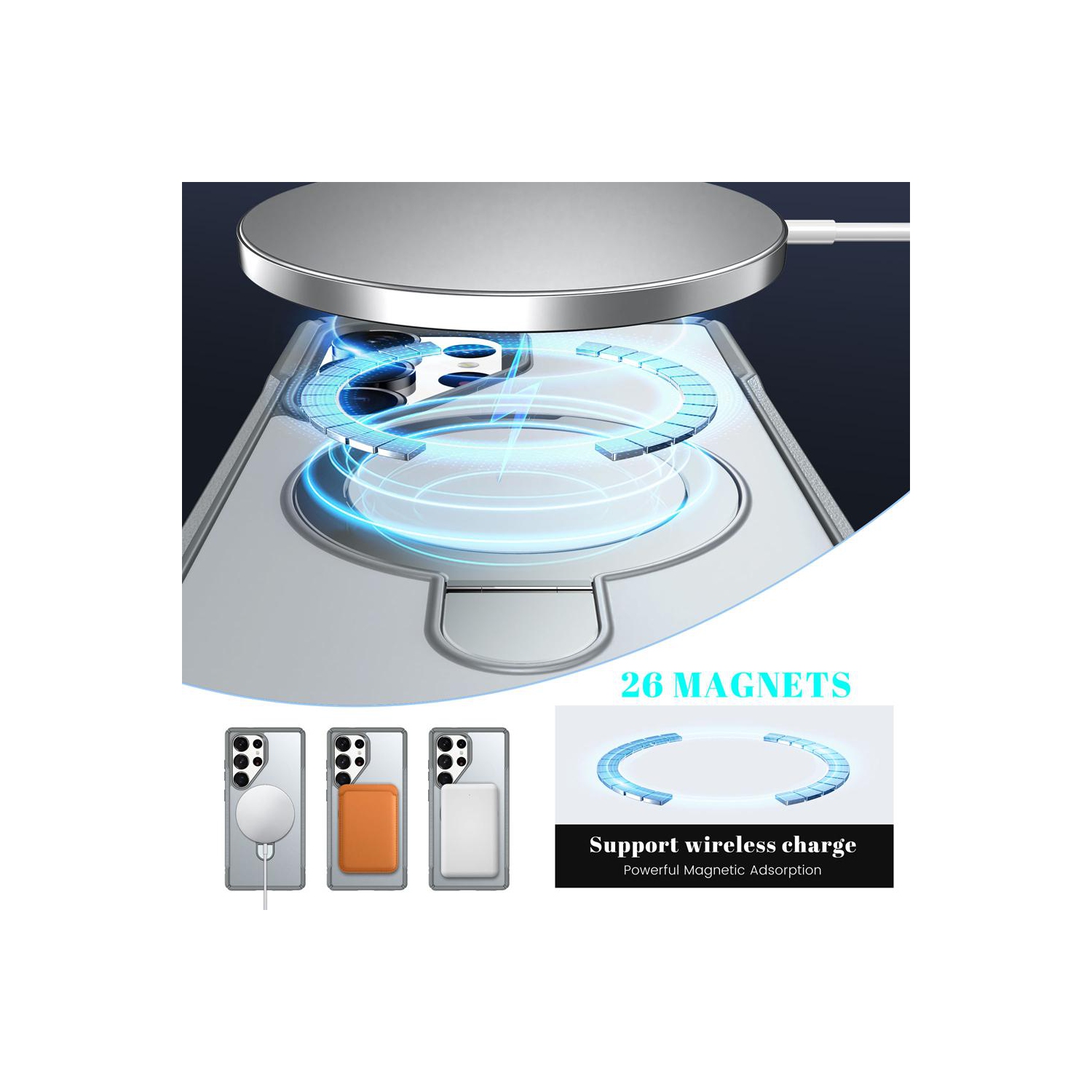 Étui magnétique pour téléphone XCRS Vivid avec béquille rotative invisible, étui MagSafe pour Samsung Galaxy S25 Ultra