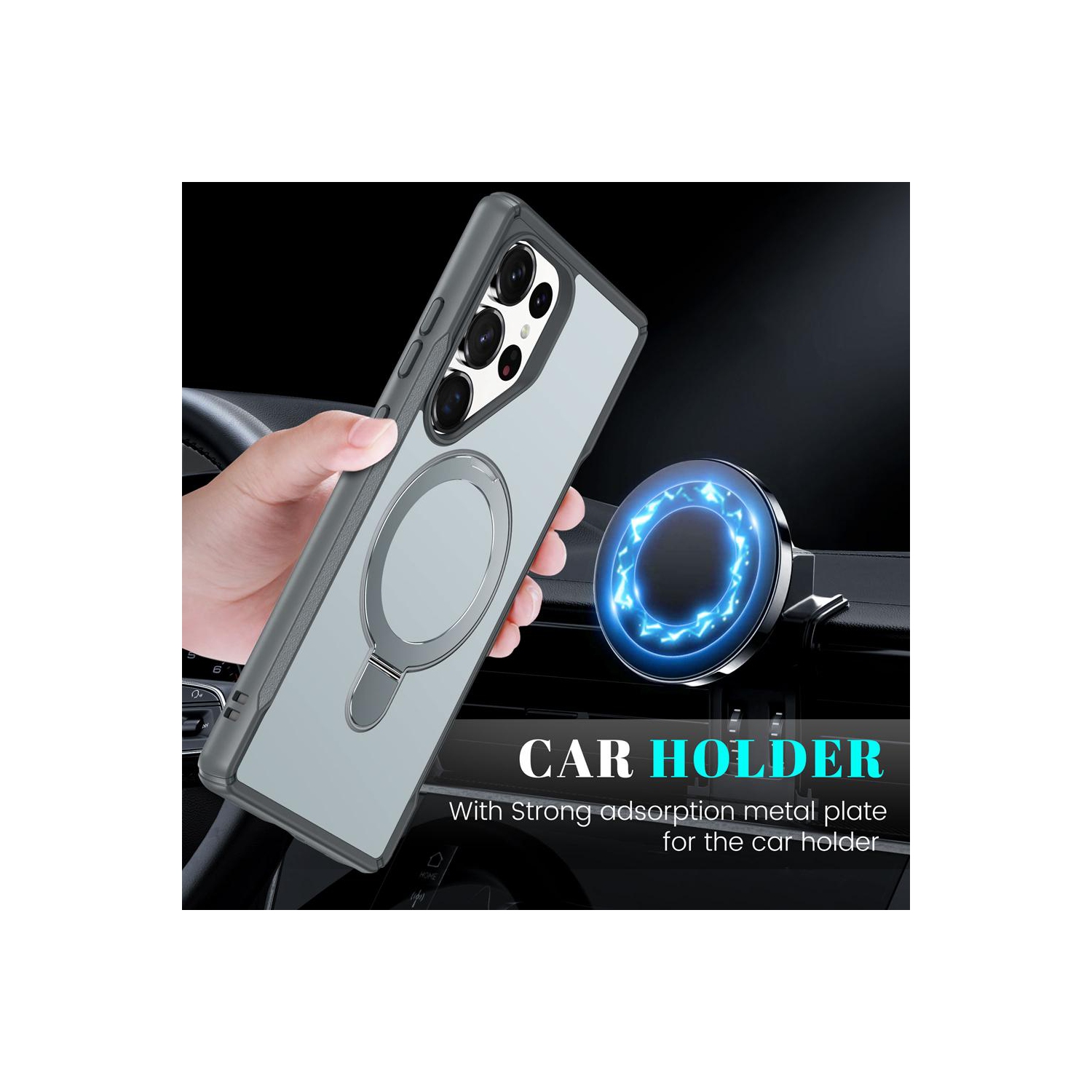 Étui magnétique pour téléphone XCRS Vivid avec béquille rotative invisible, étui MagSafe pour Samsung Galaxy S25 Ultra