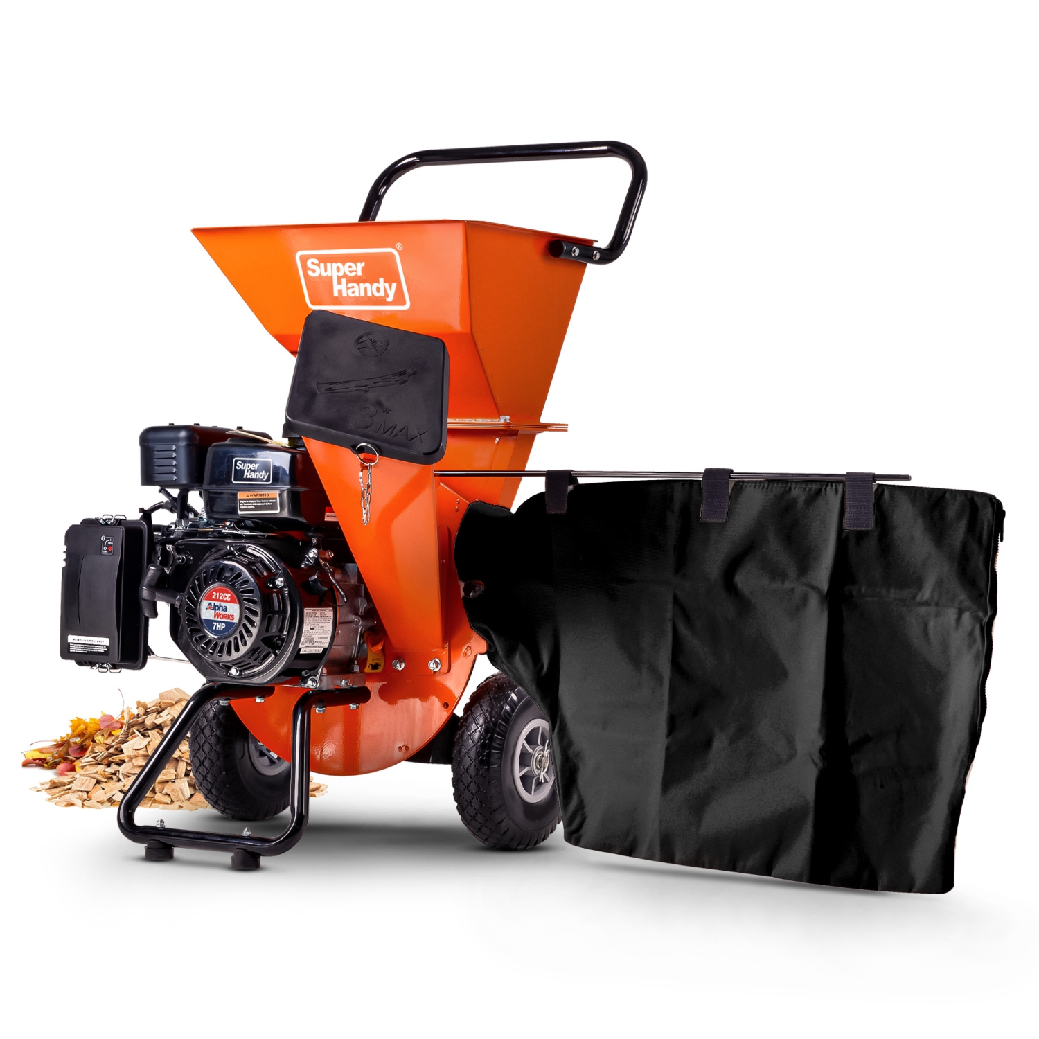 SuperHandy Wood Chipper Shredder Mulcher Ultra Heavy Duty 7HP 3 in 1 Multi-Function 3" Inch Max Capacity