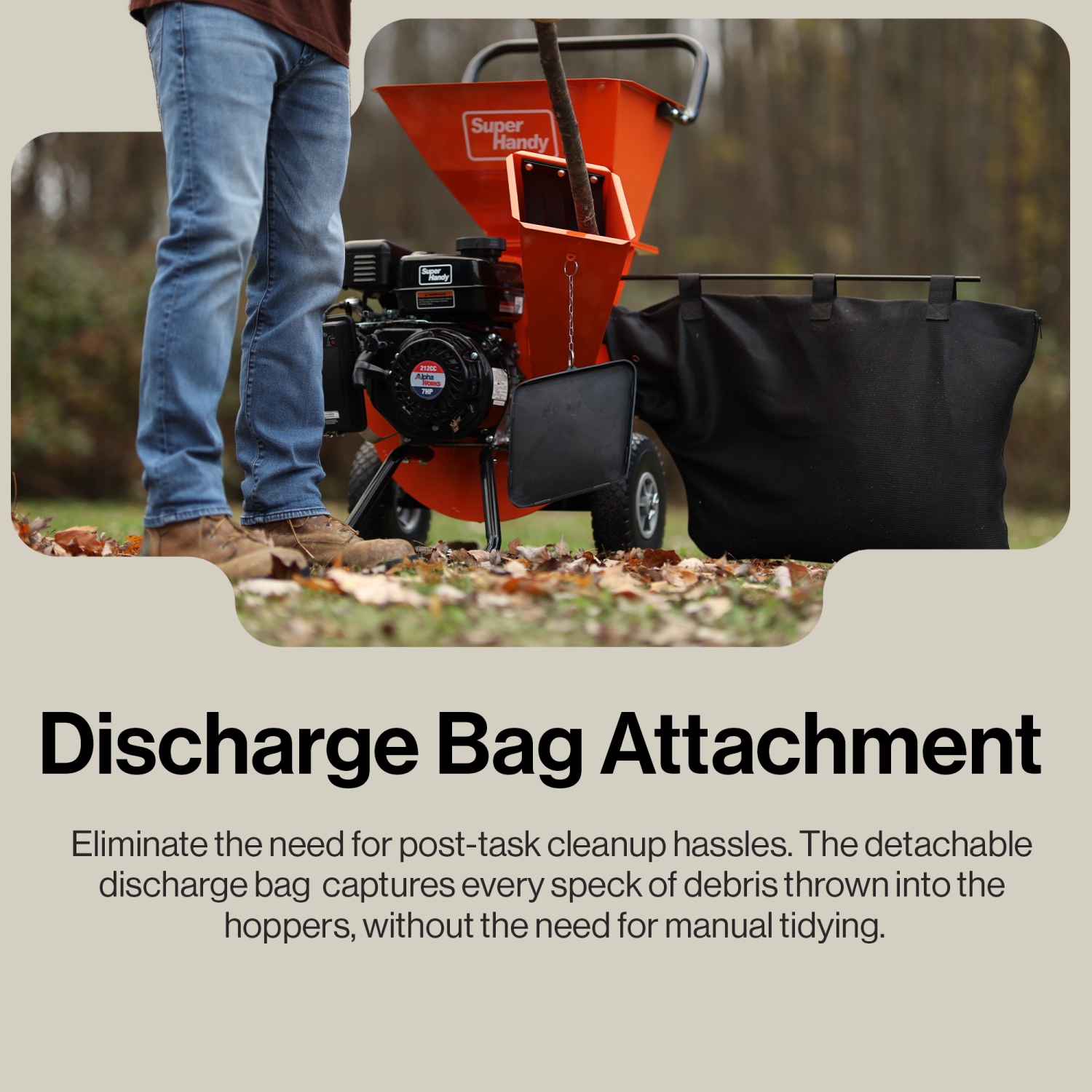 Déchiqueteuse à bois SuperHandy ultra robuste 3-en-1 multifonction 7 HP, capacité maximale de 3 po