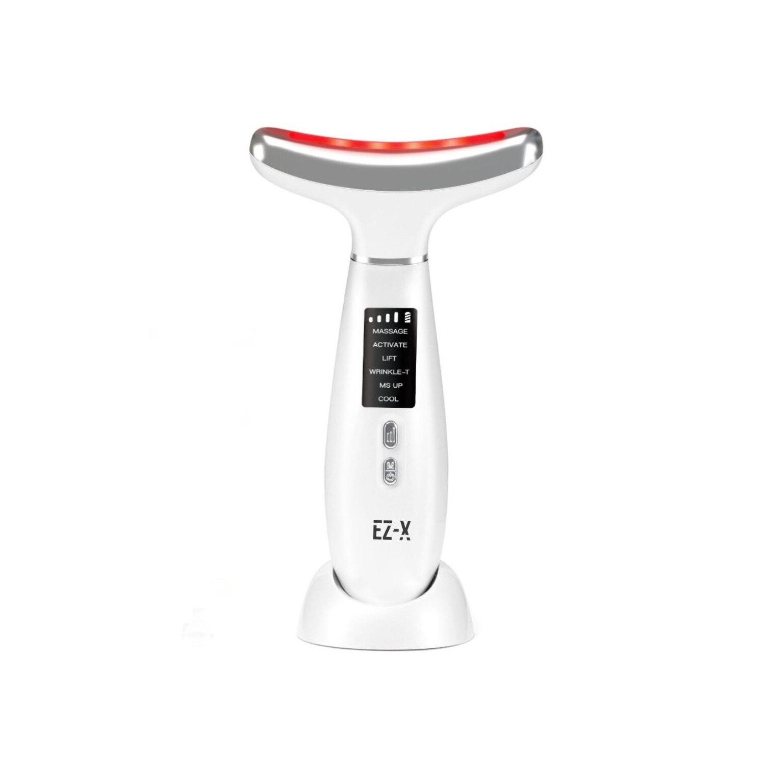 EZ-X LED Lift and Depuffing Wand- Anti Aging Red Light Therapy for Face, Neck and Under Eye- 4 Color LED- Cold Depuffing- Microcurrent- Hot and Cold