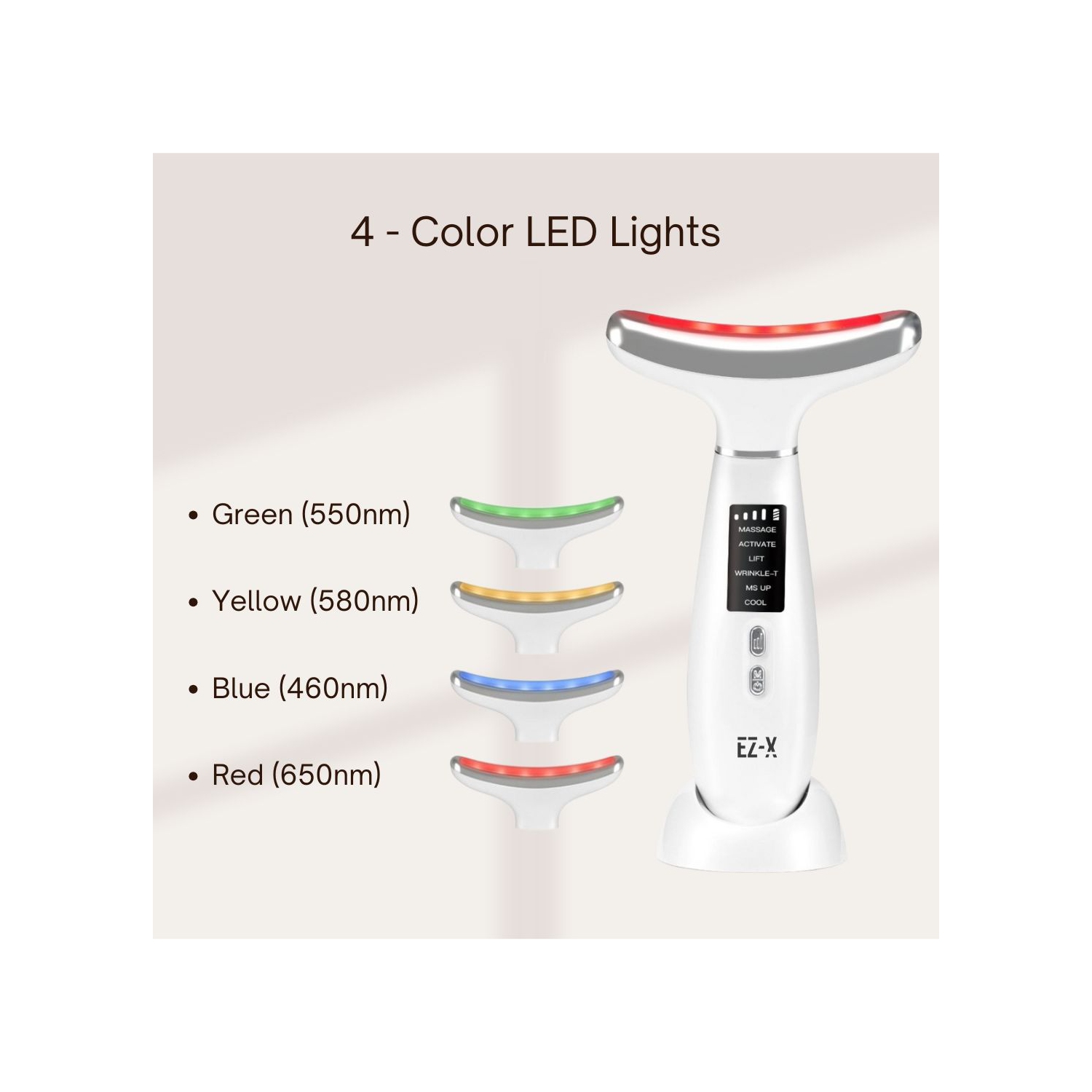 EZ-X LED Lift and Depuffing Wand- Anti Aging Red Light Therapy for Face, Neck and Under Eye- 4 Color LED- Cold Depuffing- Microcurrent- Hot and Cold