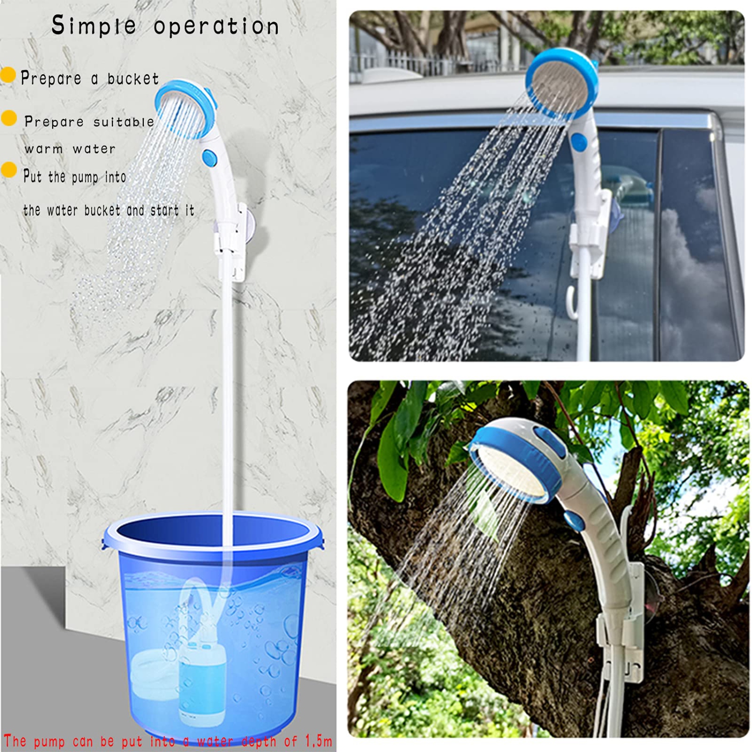 Camp Shower Portable Shower Camping Shower Outdoor Camp Shower Head for Camping Car Washing Gardening Pet Cleaning