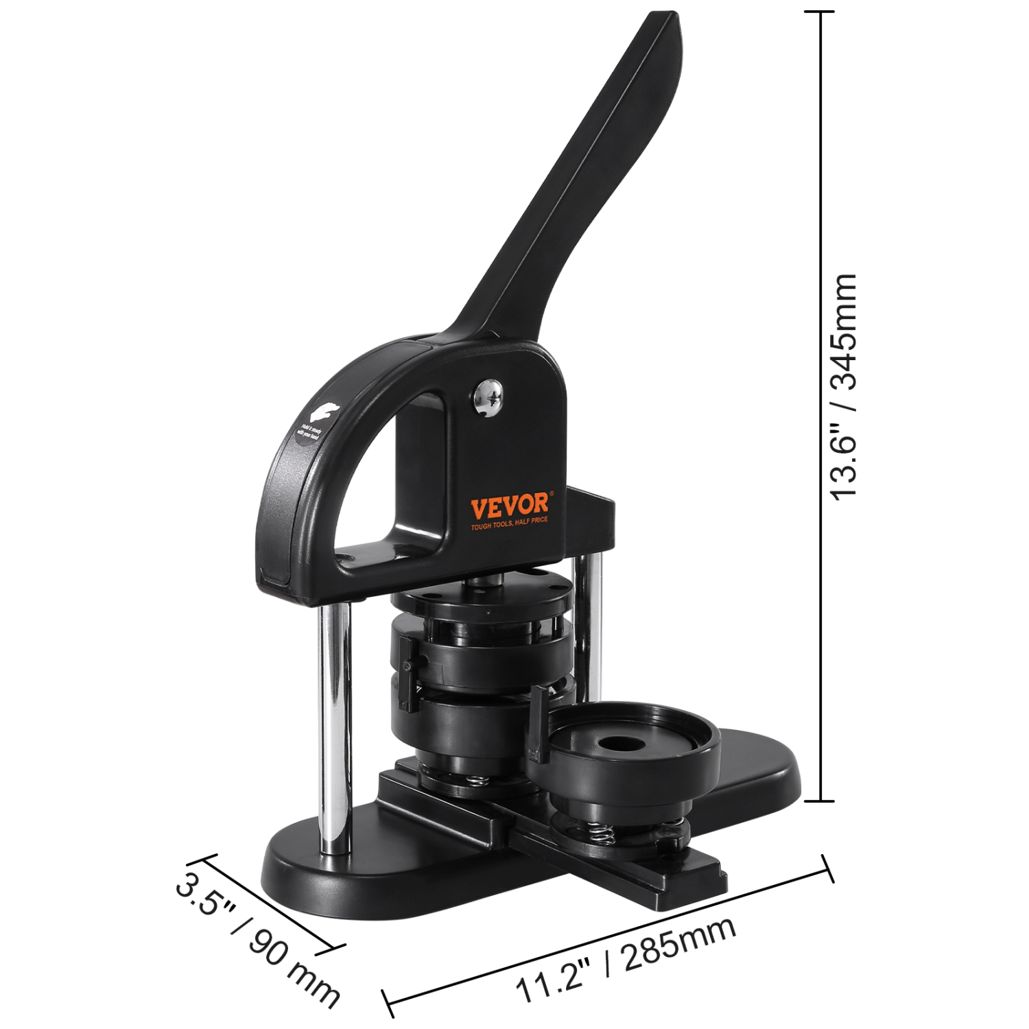 Machine de création de boutons VEVOR 3-en-1, 1/1.25/2.28&nbsp;po(25/32/58mm), Kit de presse-poinçon sans installation, Fournitures de fabrication de