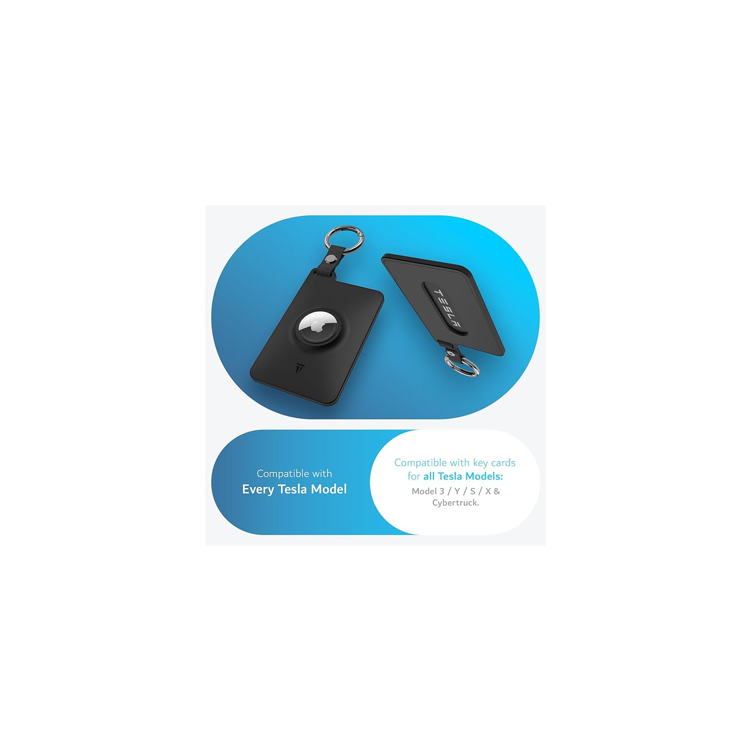 TUDIA Tesla Key Card with Airtag Slot for Model 3 Y S X Cybertruck - 2 Pack