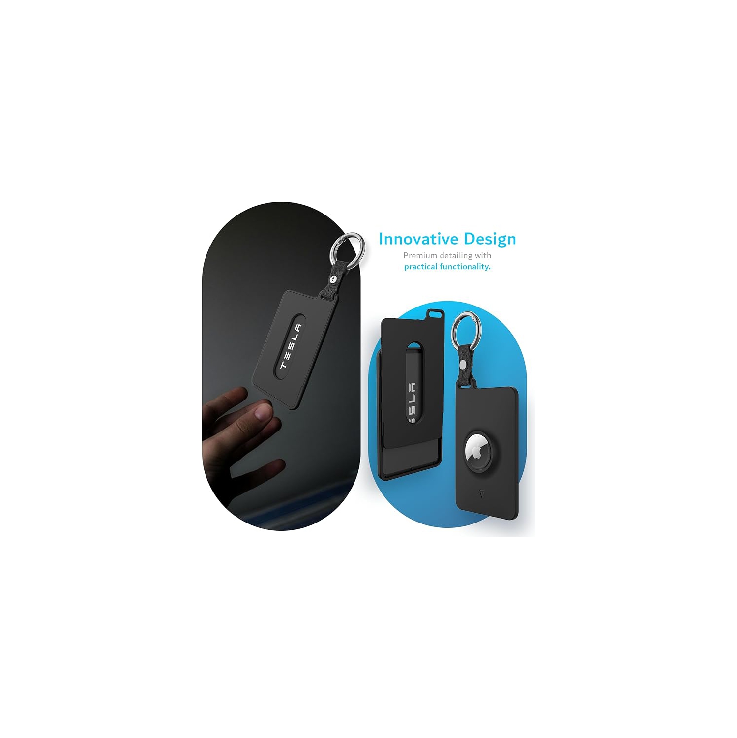 TUDIA Tesla Key Card with Airtag Slot for Model 3 Y S X Cybertruck - 2 Pack