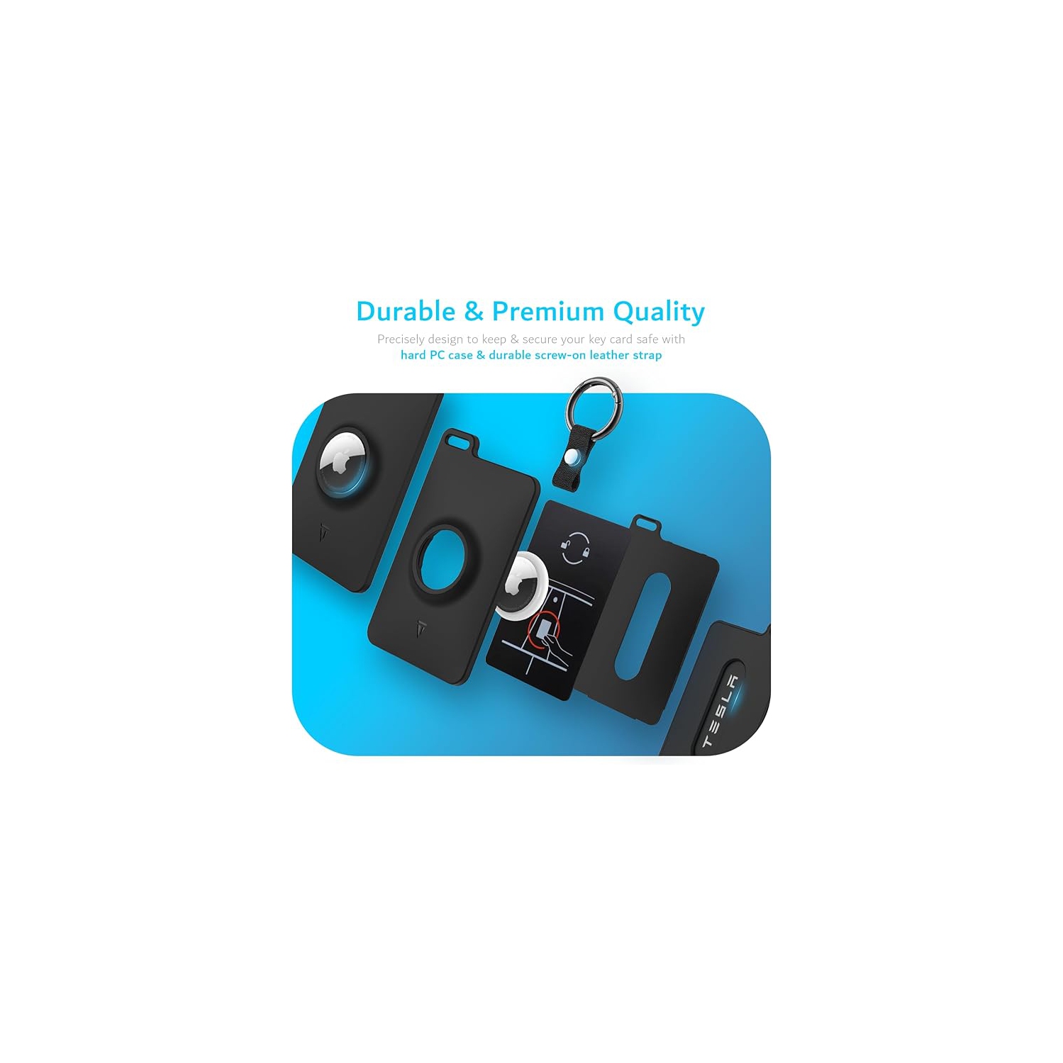 TUDIA Tesla Key Card with Airtag Slot for Model 3 Y S X Cybertruck - 2 Pack