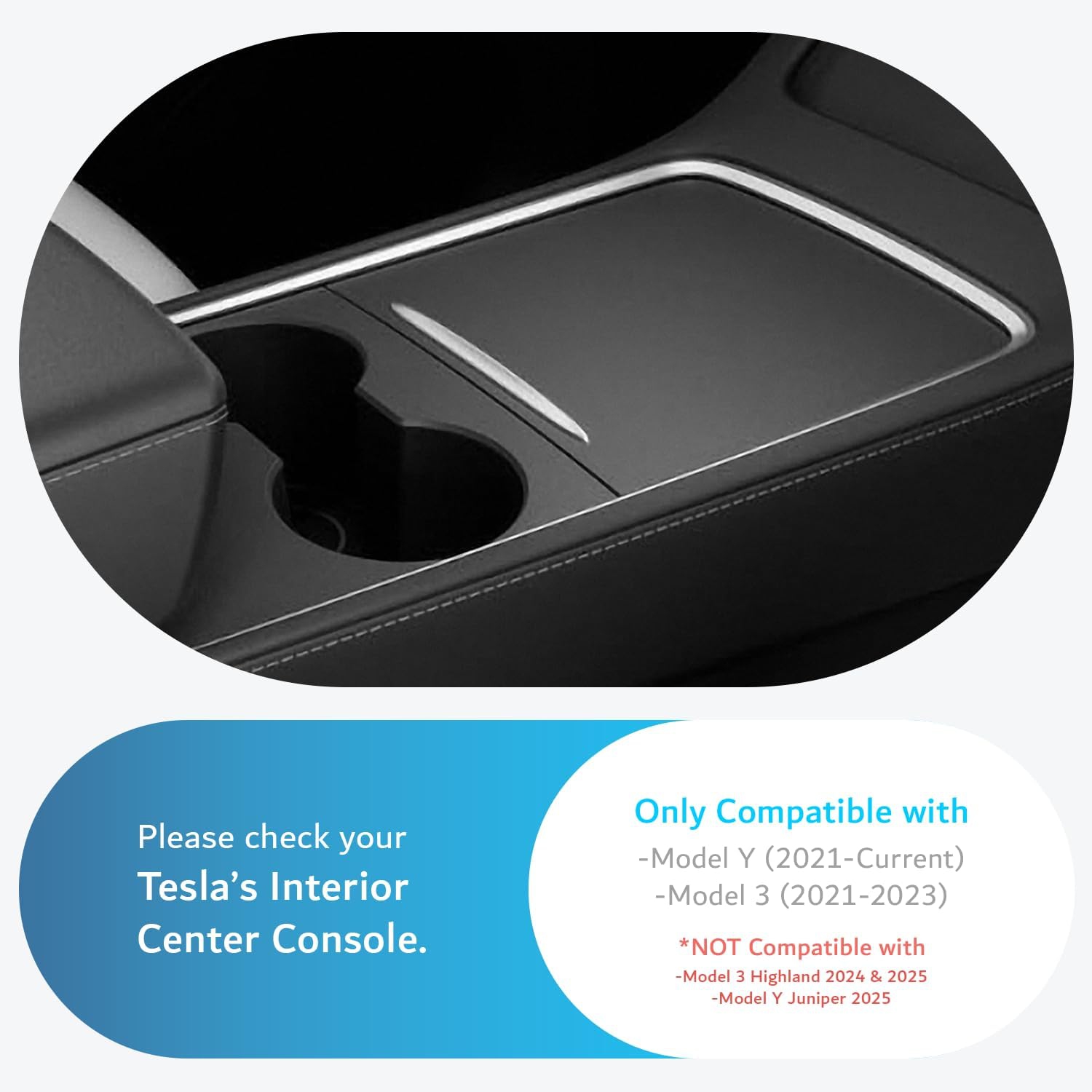 TUDIA Center Console Organizer Tray for Tesla Model 3 / Model Y (2021-2024) Only