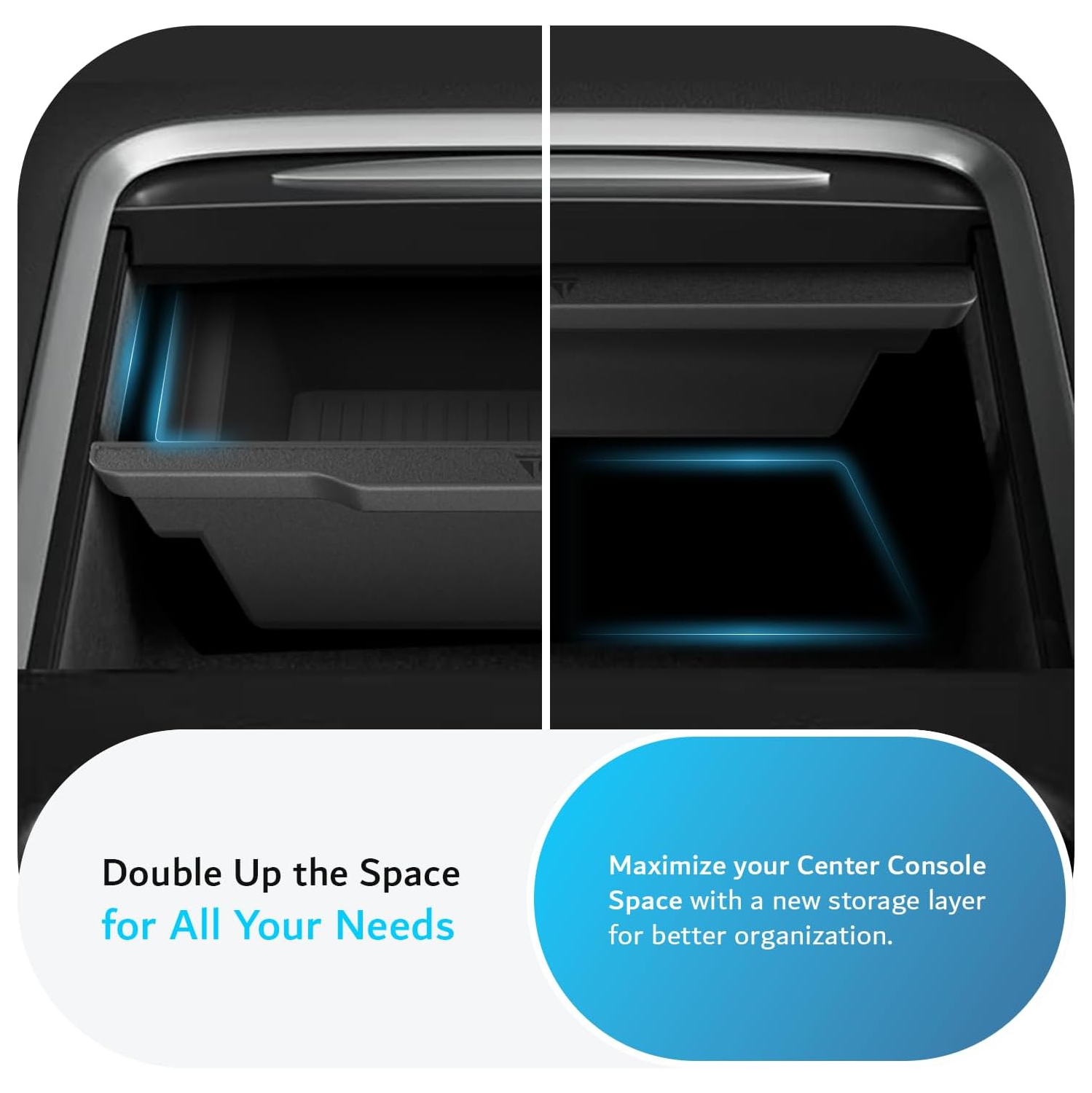 TUDIA Center Console Organizer Tray for Tesla Model 3 / Model Y (2021-2024) Only