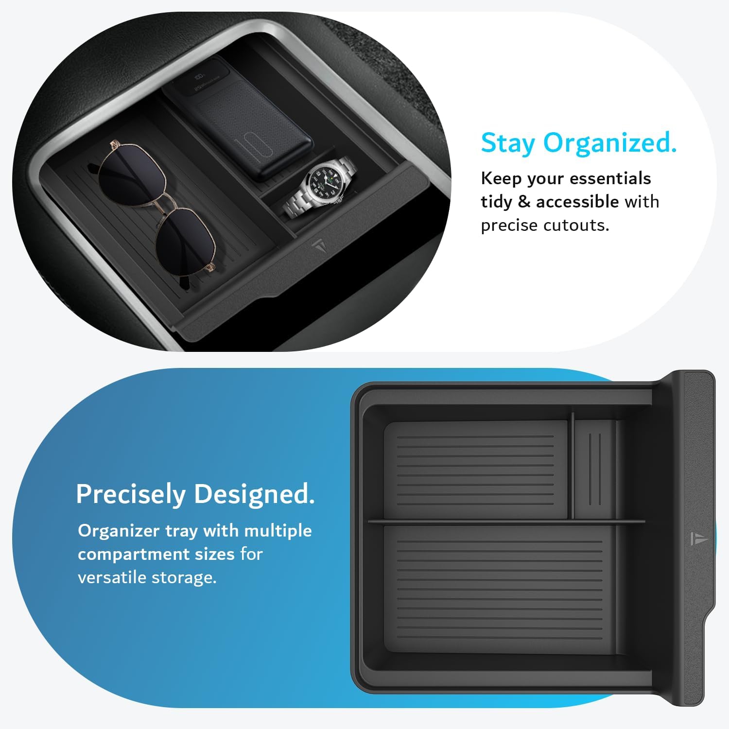 TUDIA Center Console Organizer Tray for Tesla Model 3 / Model Y (2021-2024) Only