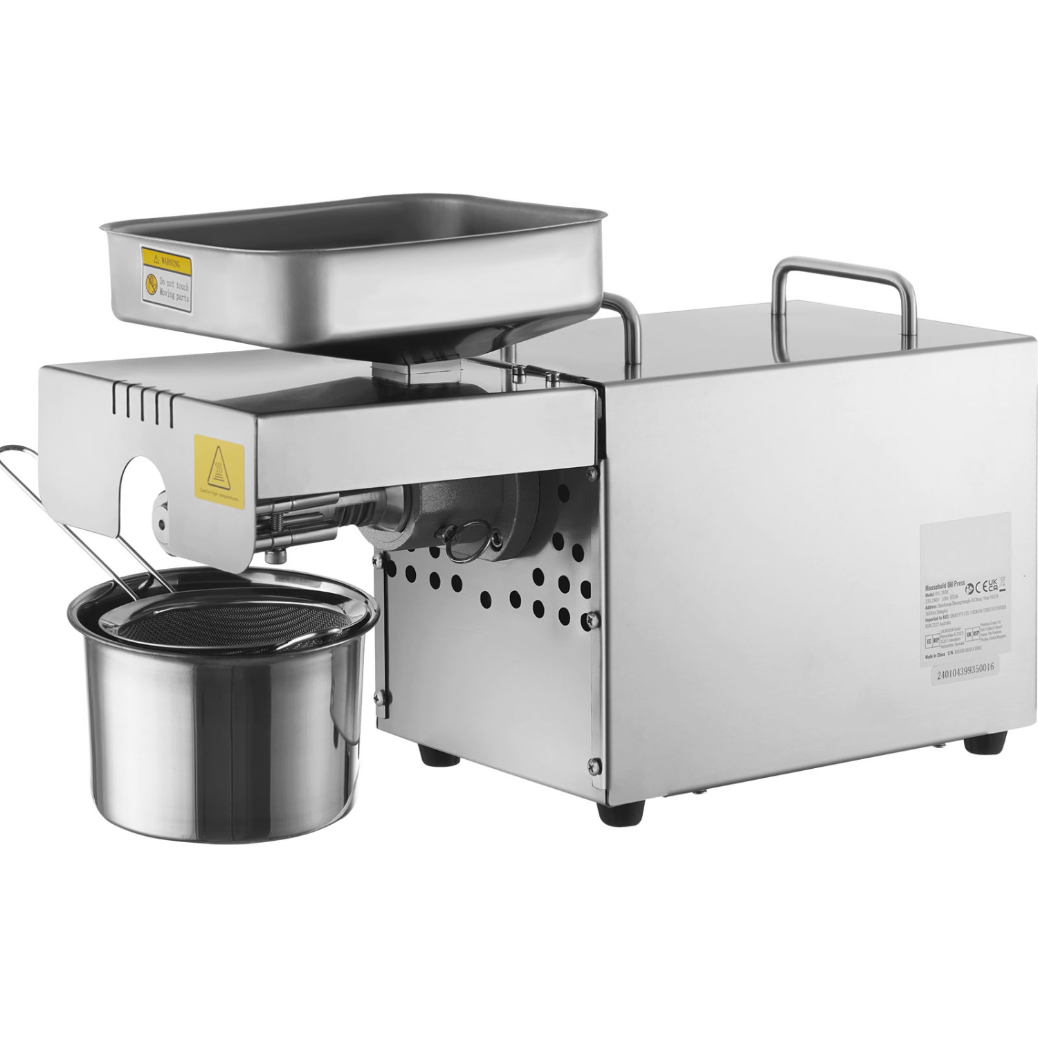 VEVOR 700W Electric Oil Press Machine, Stainless Steel Oil Extractor Machine, 140℃ / 284℉ Constant Temperature, Hot Press Oil Expeller for Pressing