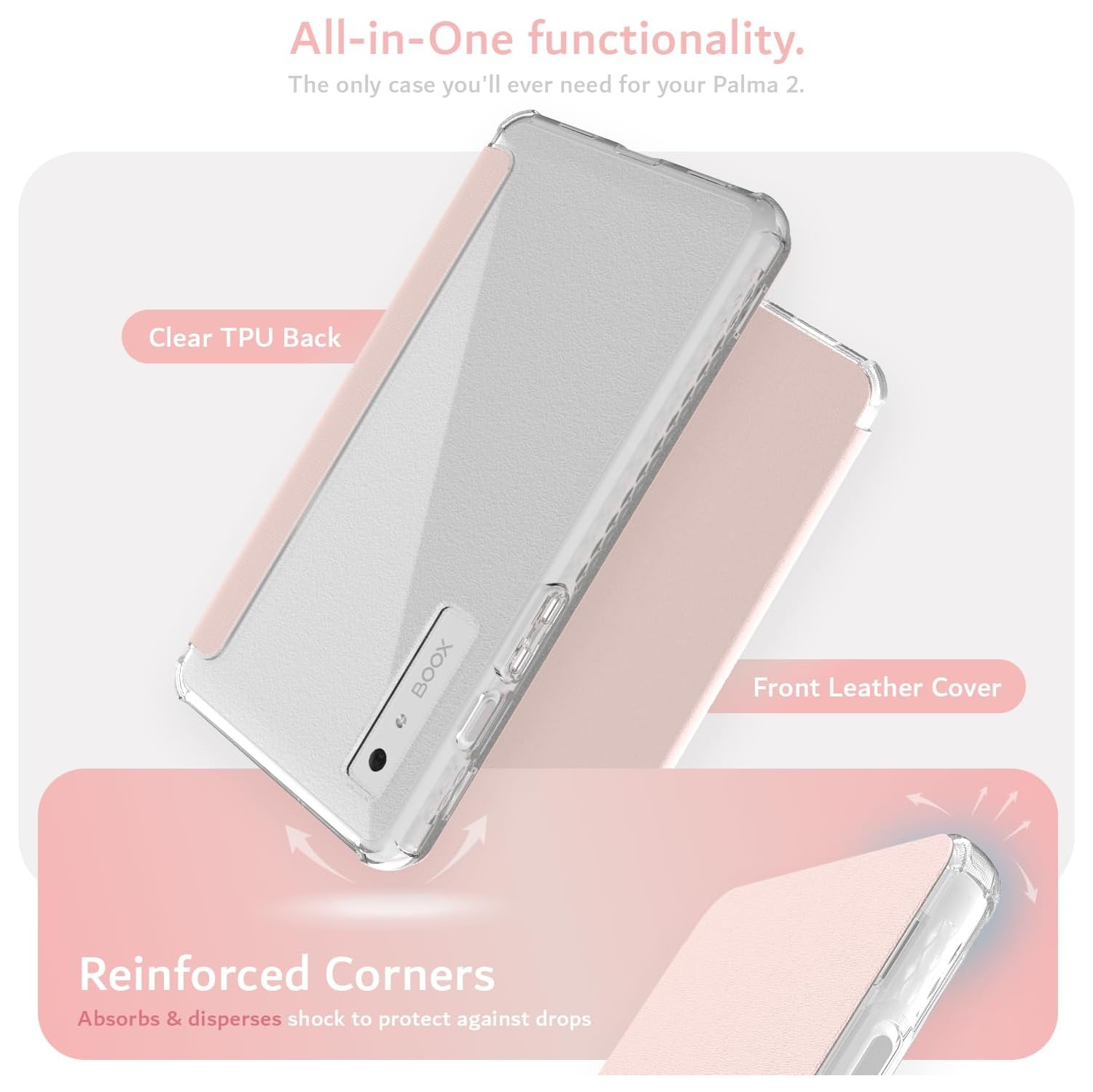 TUDIA SKN FLIP V2 Designed for Onyx Boox Palma 2 Case - Pink