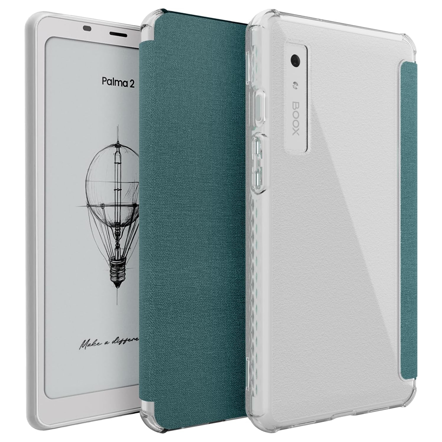 Étui SKN FLIP V2 de TUDIA conçu pour Onyx Boox Palma 2 - Turquoise transparent