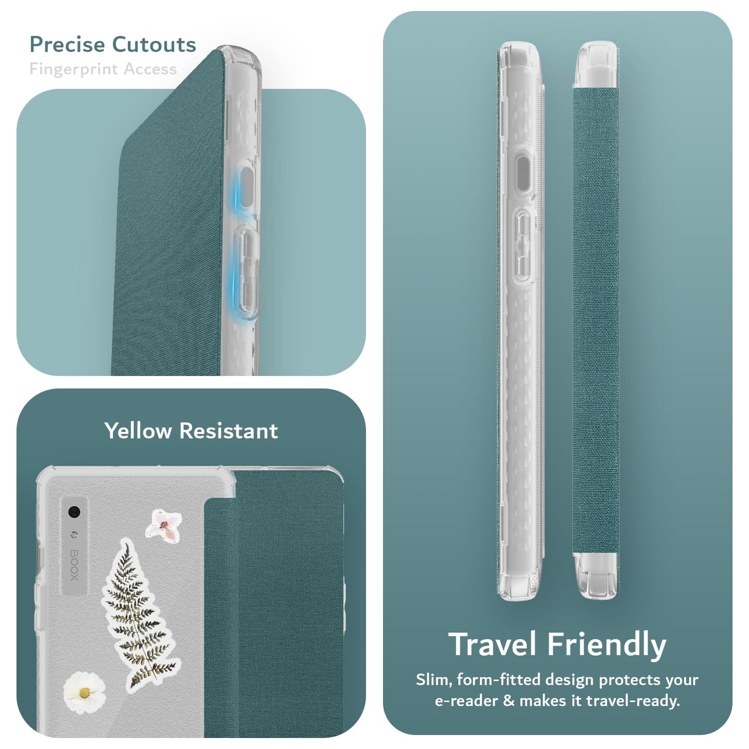 Étui SKN FLIP V2 de TUDIA conçu pour Onyx Boox Palma 2 - Turquoise transparent