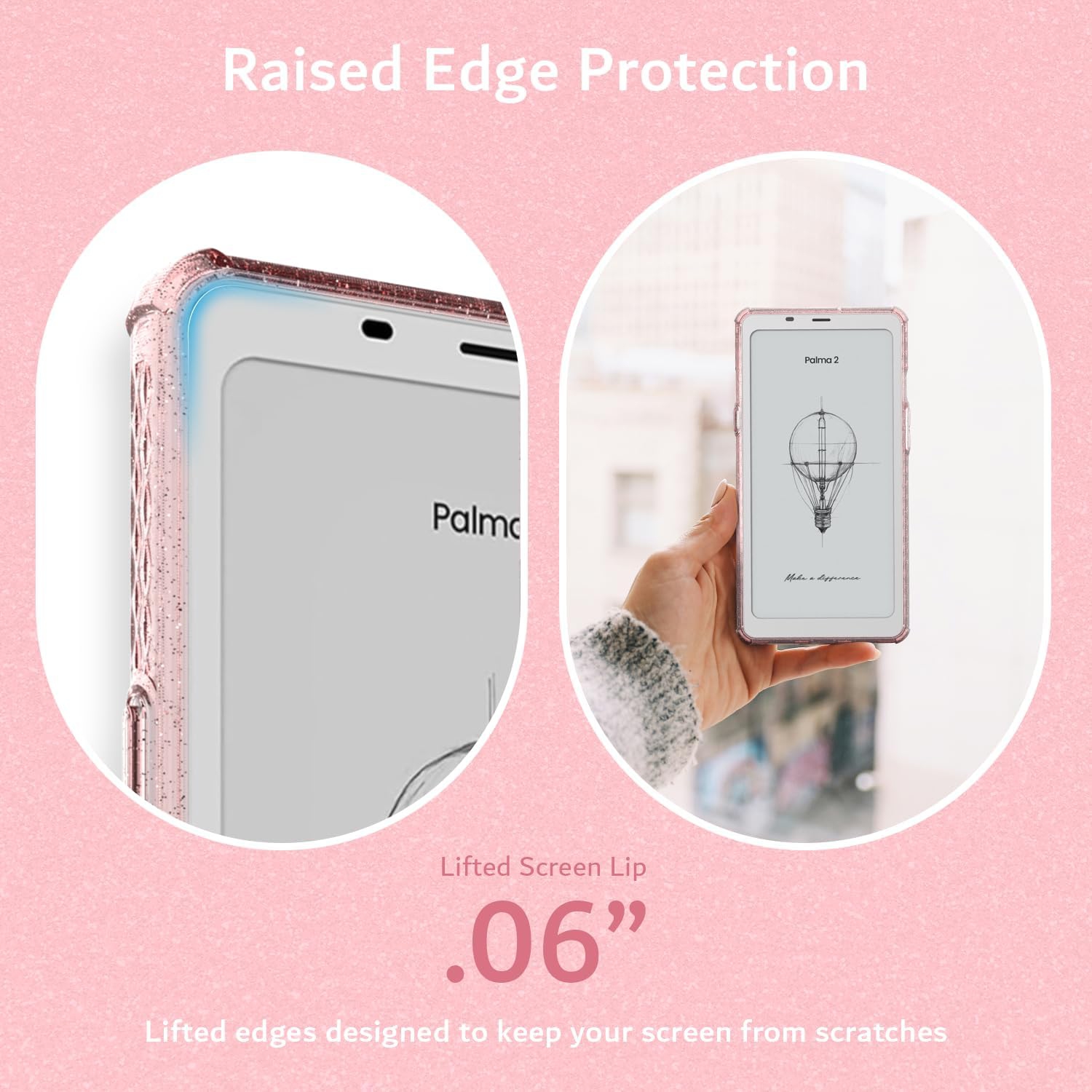 TUDIA SKN for Onyx Boox Palma 2 Case - Pink Glitter